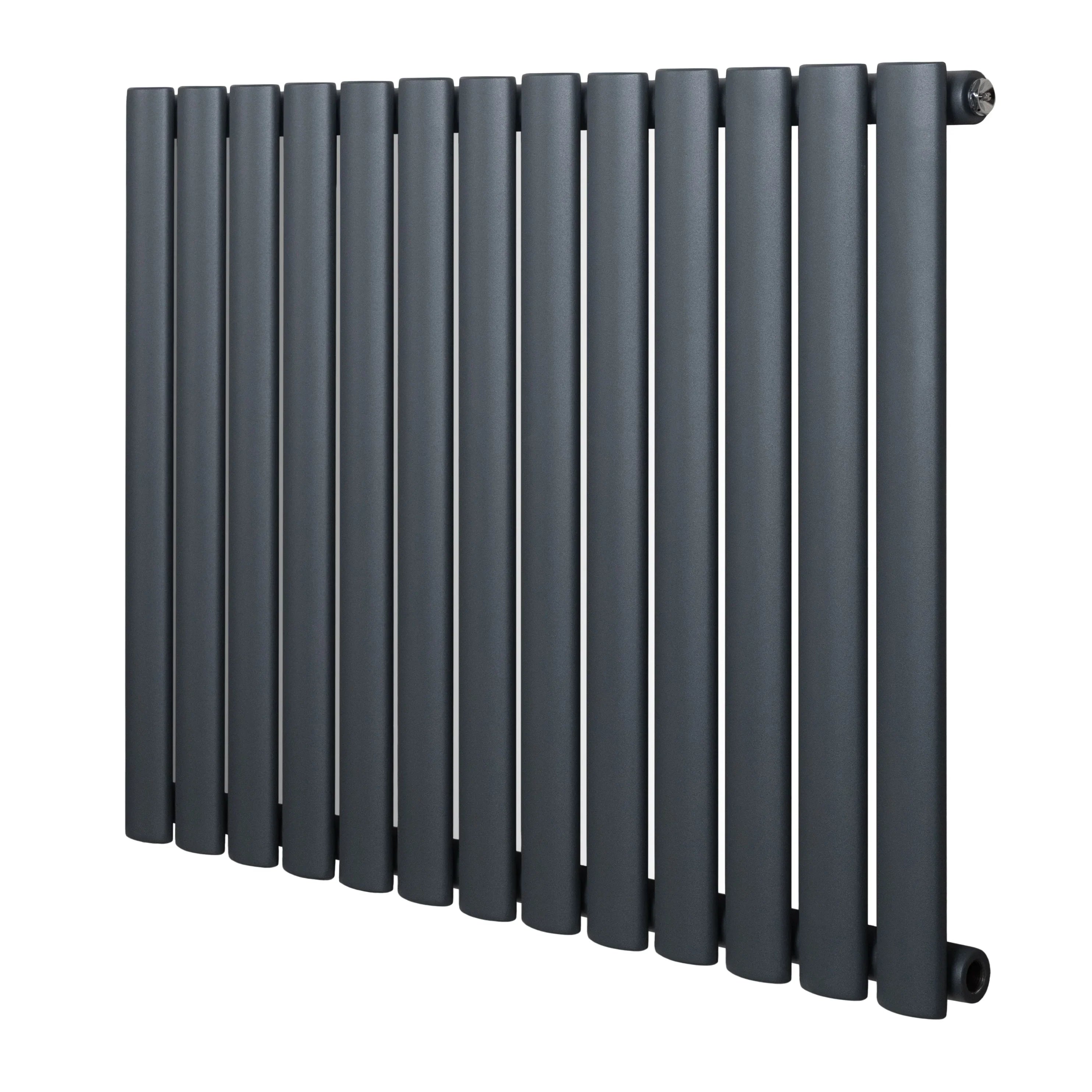 Oval Single Column Radiator - 600 x 780mm - Anthracite Grey