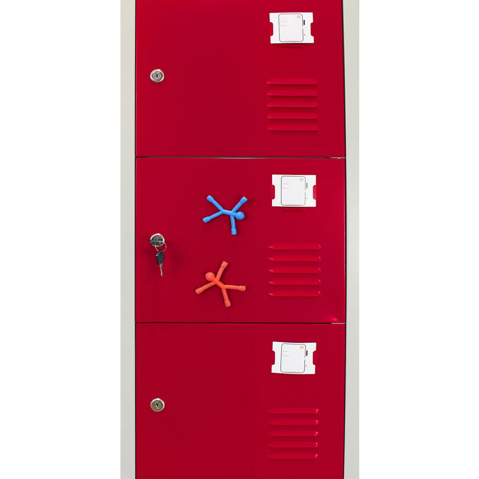Metal Storage Lockers - Six Doors, Flatpacked, Red