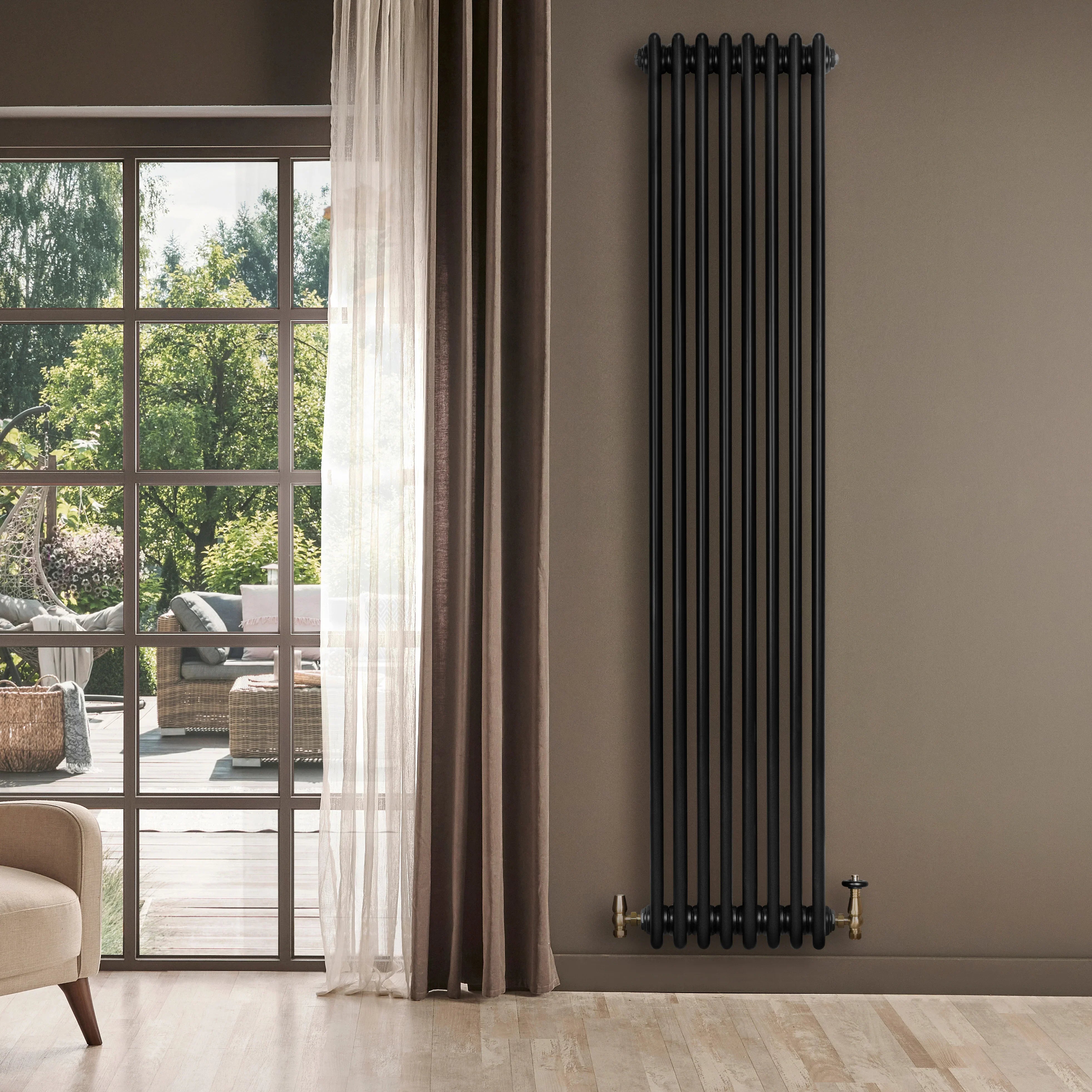 Traditional 4 Column Radiator - 1800 x 380mm - Black