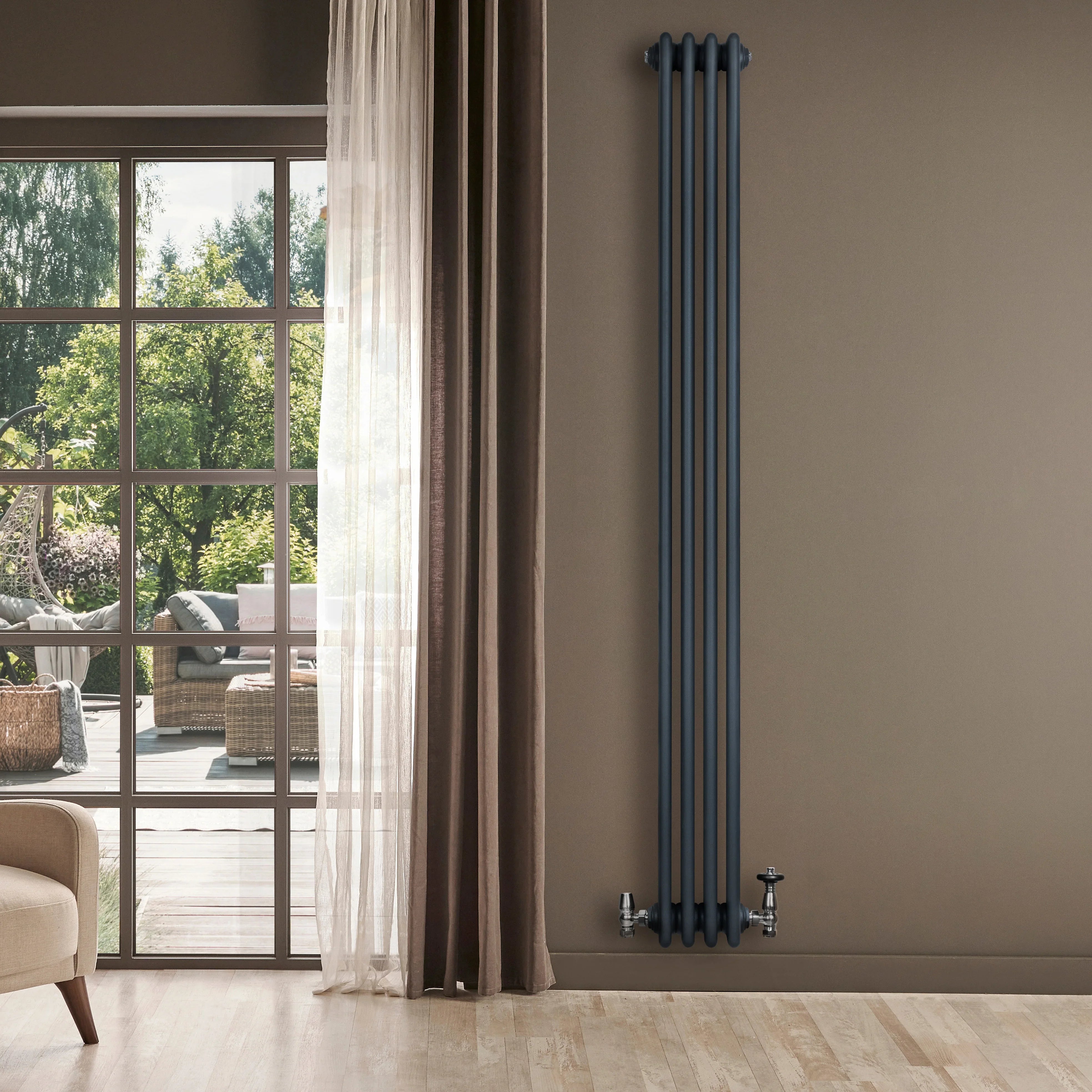 Traditional 4 Column Radiator - 1800 x 200mm - Anthracite Grey