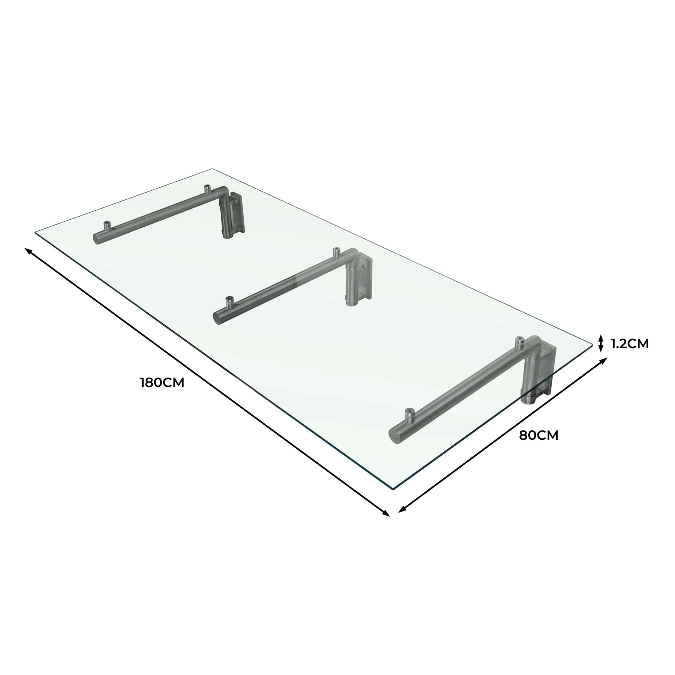 Glass Door Canopy & Brackets - 180cm W x 80cm D
