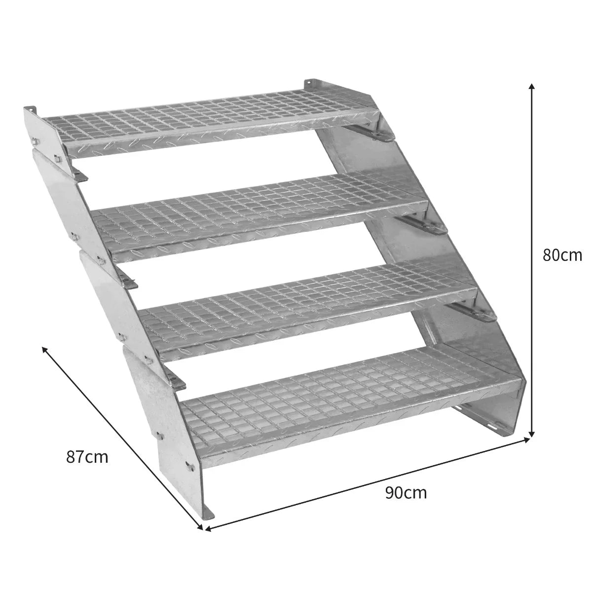 Adjustable 4 Section Galvanised Staircase - 900mm Wide