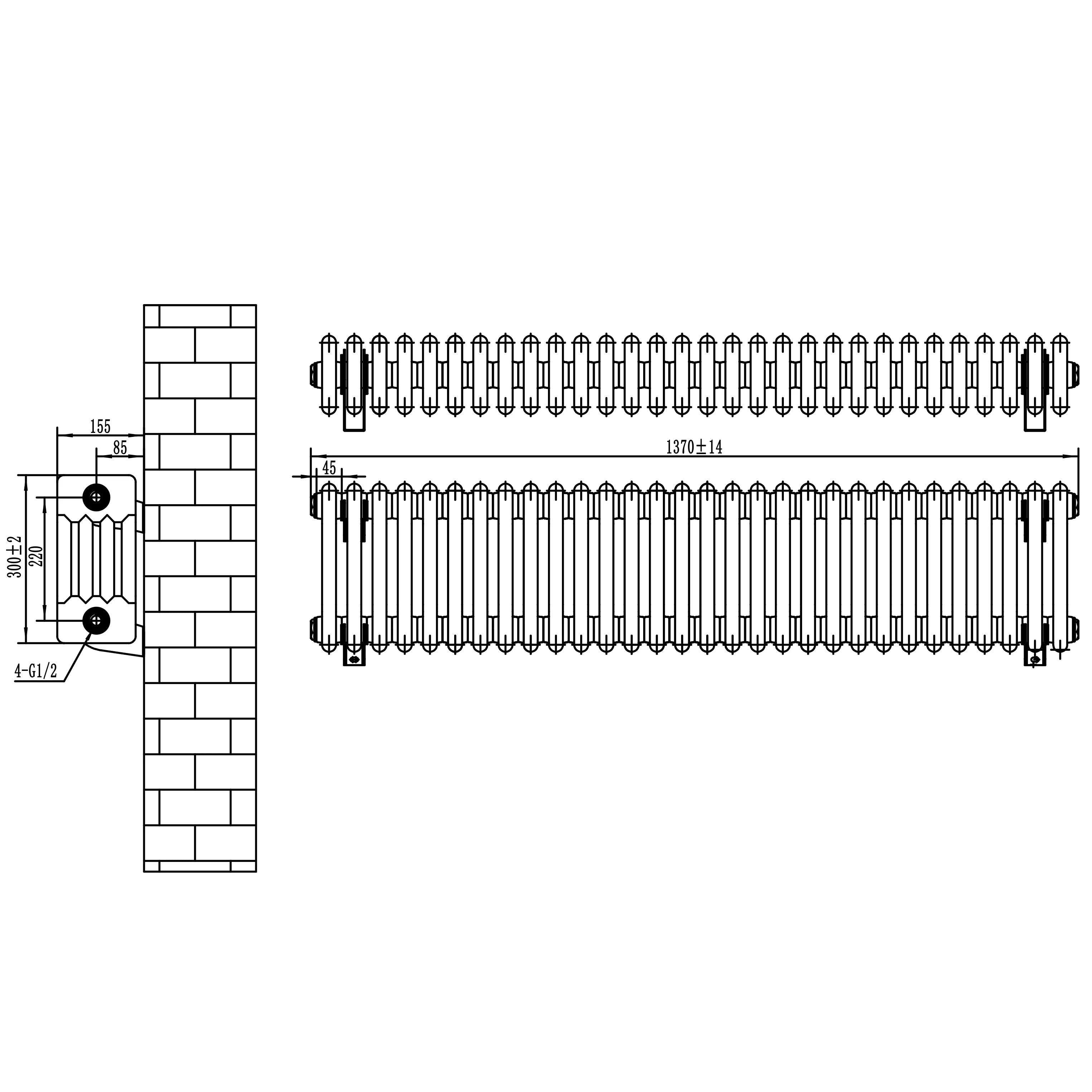 Traditional 4 Column Radiator - 300 x 1370mm - White