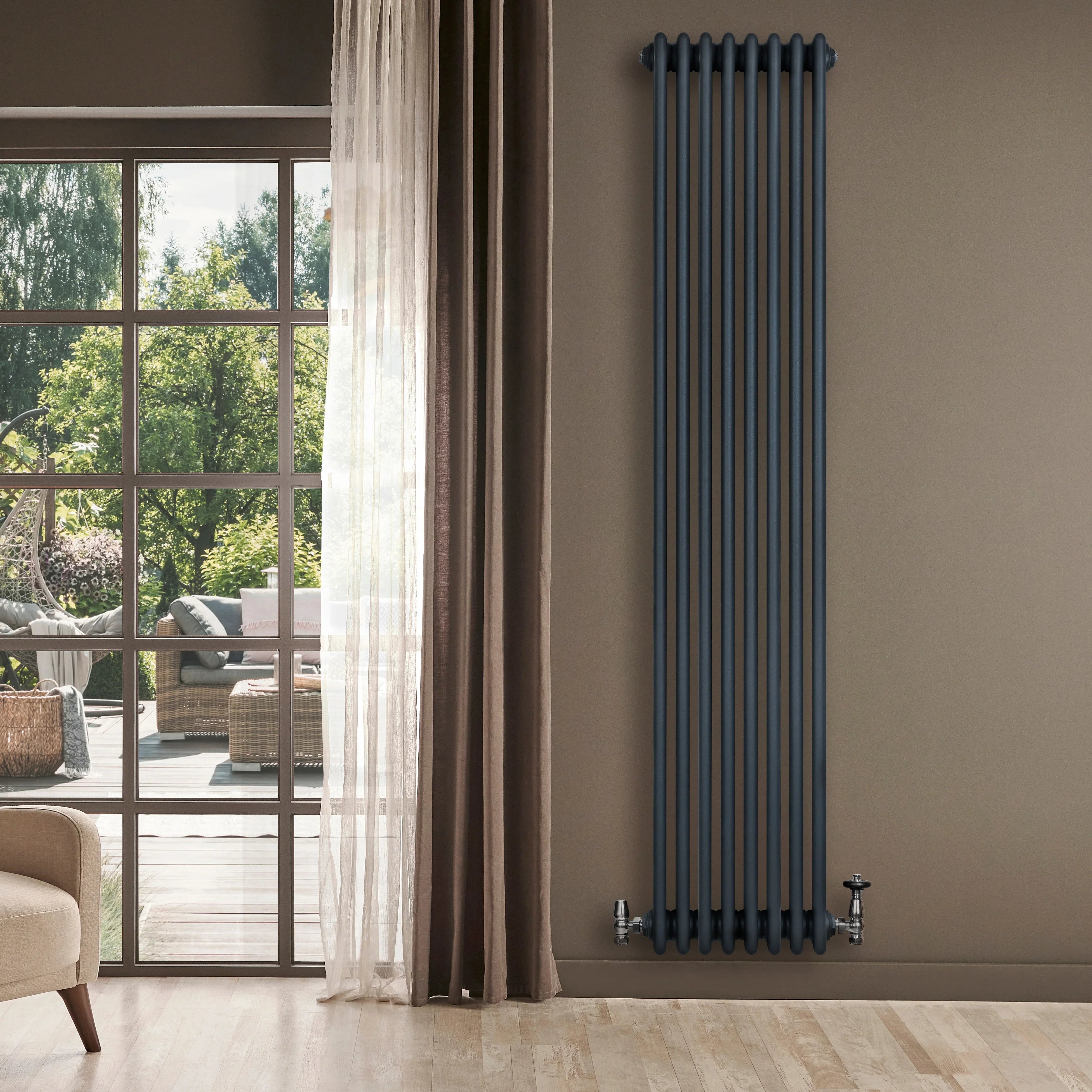 Traditional 4 Column Radiator - 1800 x 380mm - Anthracite Grey