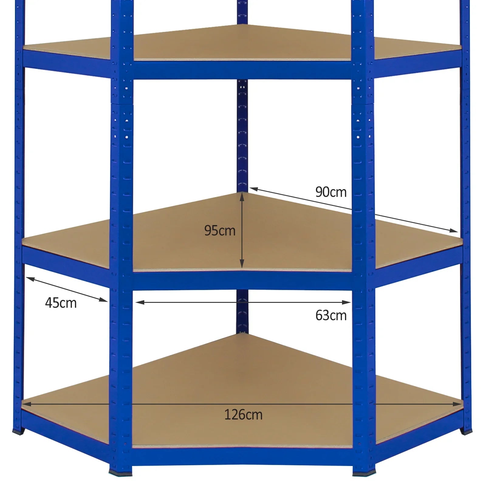 Monster Racking T-Rax Corner Storage Shelf Unit, Blue, 90cm Wide
