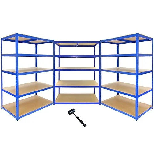 Monster Racking T-Rax Strong Storage Shelves, Blue, 120cm W, 60cm D, Set of 3