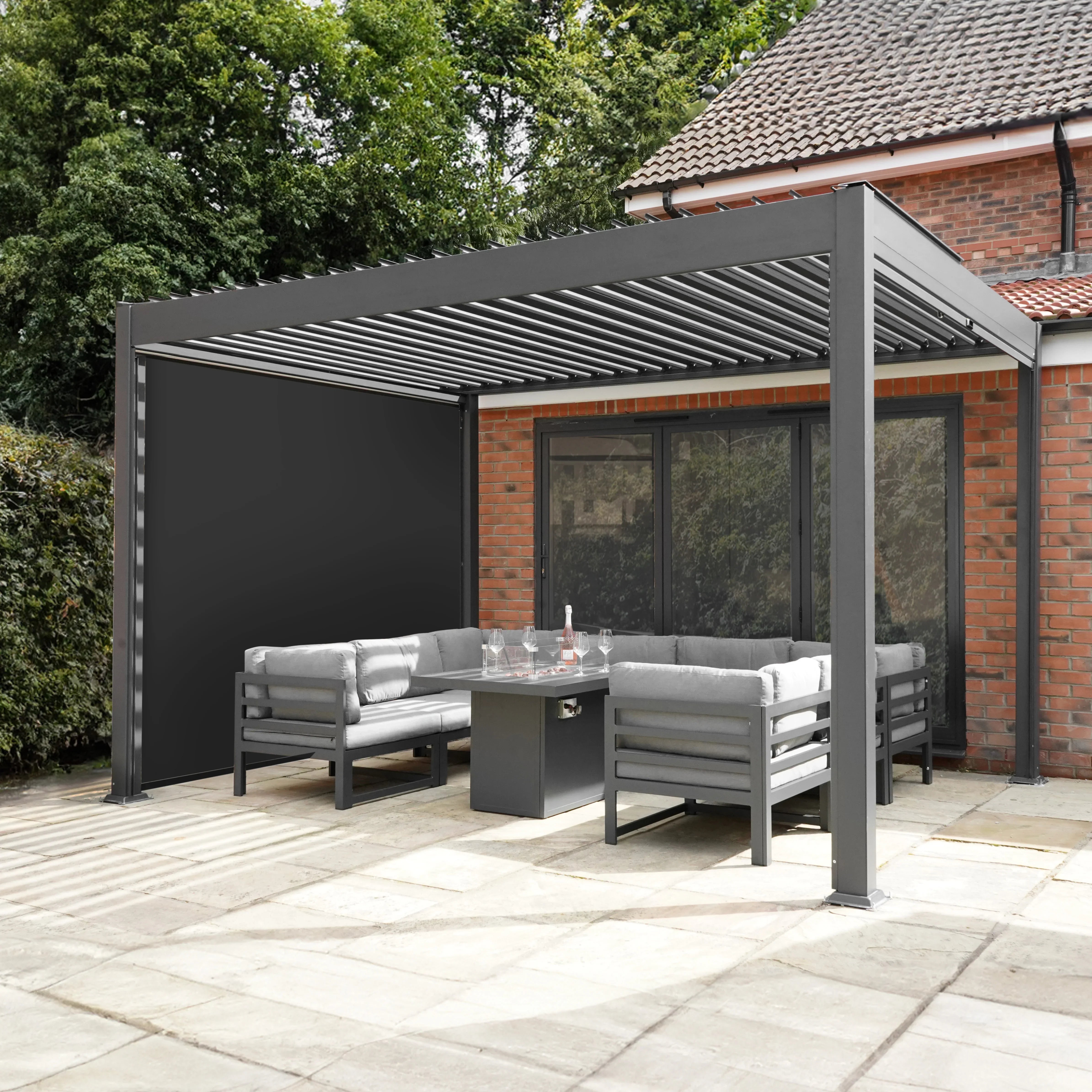 Aluminium Pergola With Anthracite Blinds - 3m x 4m