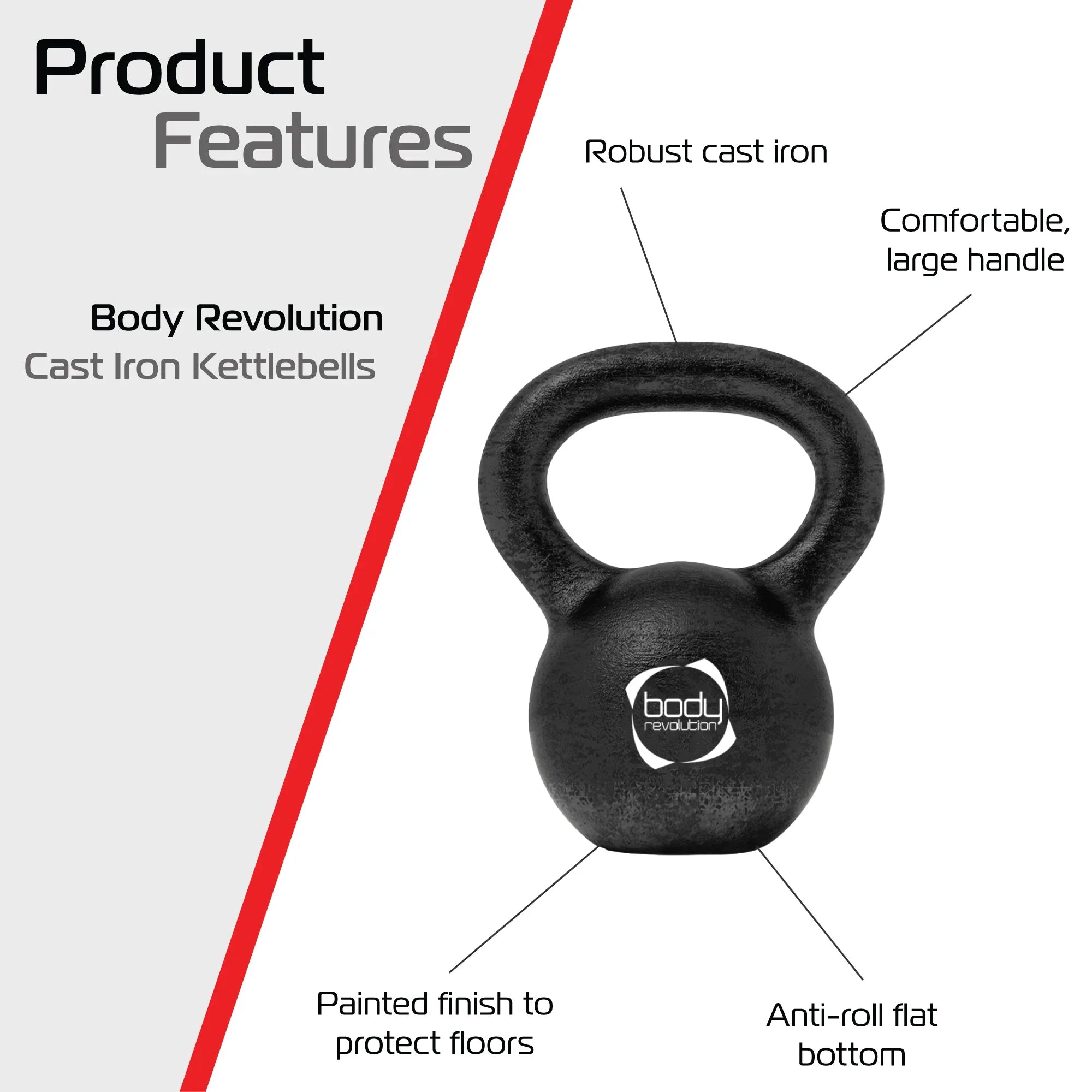 Body Revolution 18 kg Cast Iron Kettlebells