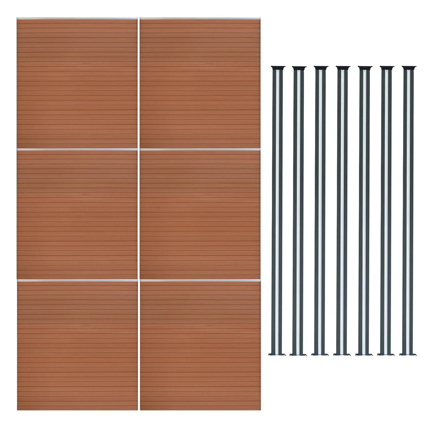 Composite Fence Panels & LED Posts 6ft x 34ft - Brown