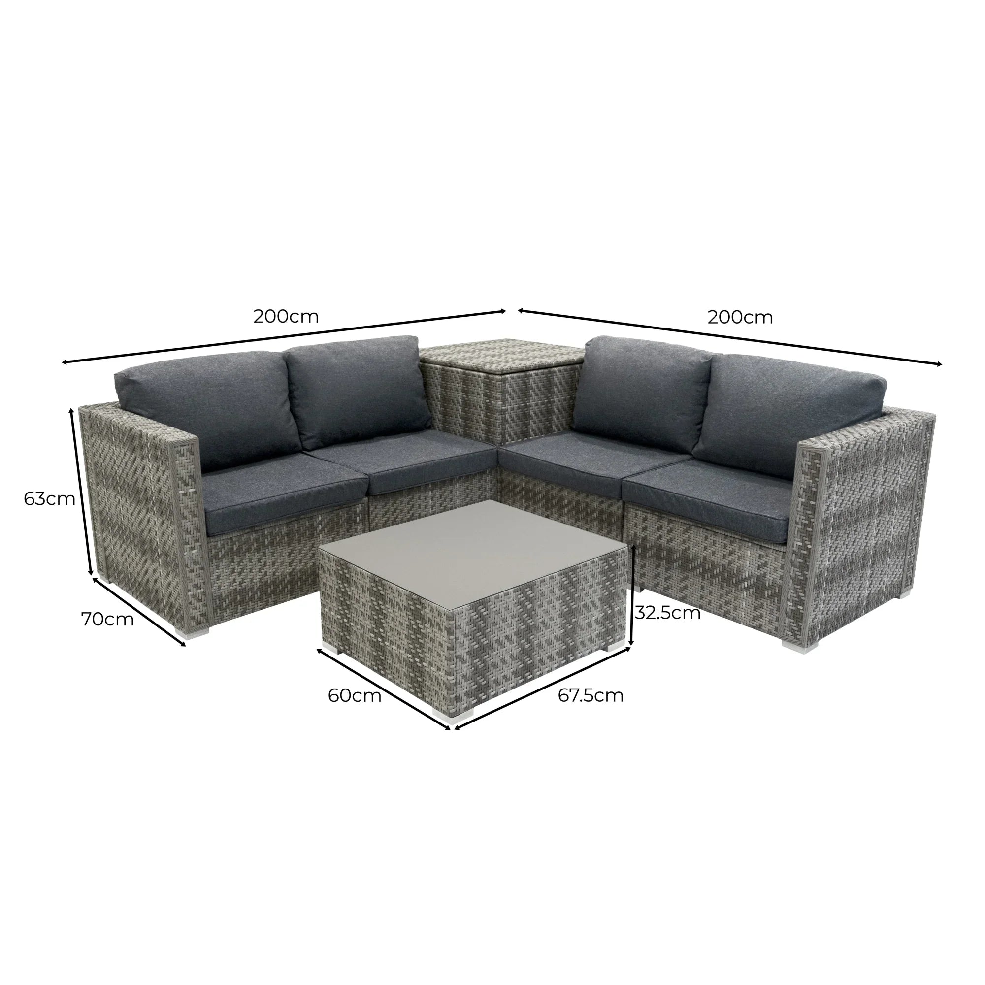 Rattan Modular 6 Piece Furniture Set – Grey