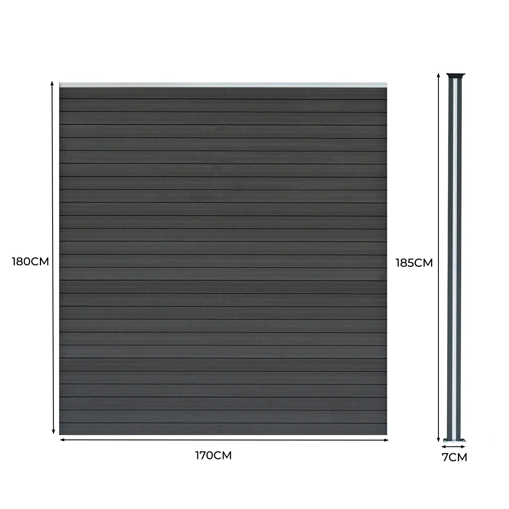Composite Fence Panels, Angled Piece & LED Posts 6ft x 31.5ft - Grey