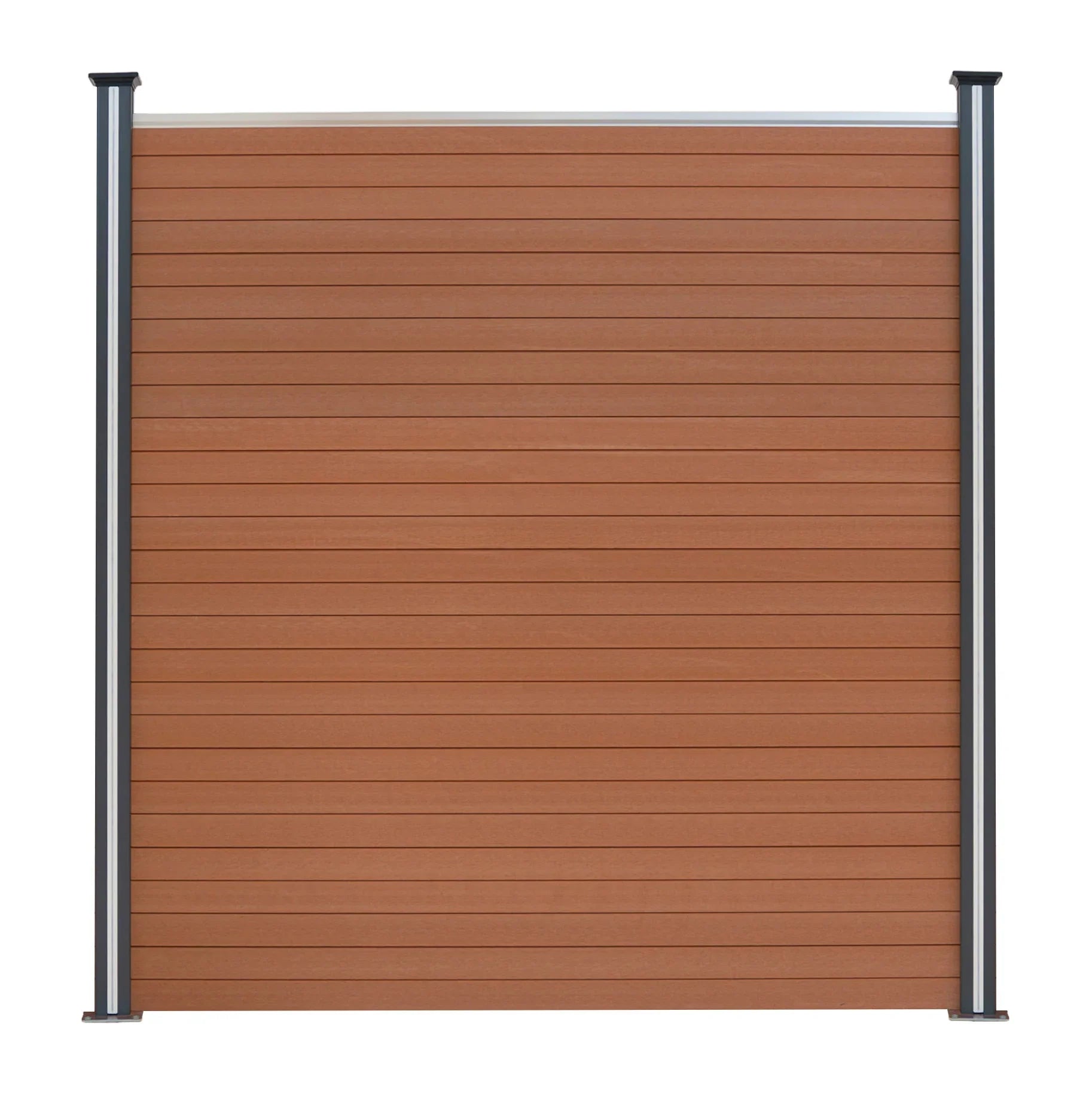 Composite Fence Panel, Angled Piece & LED Posts 6ft x 9ft - Brown