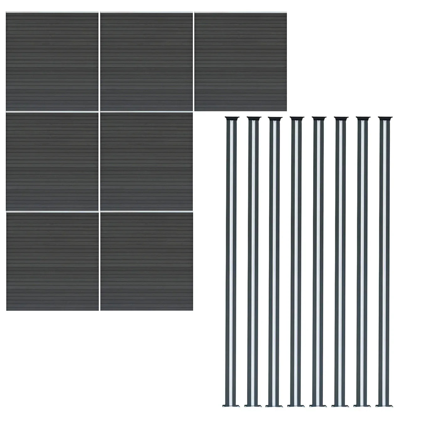 Composite Fence Panels & LED Posts 6ft x 40ft - Grey