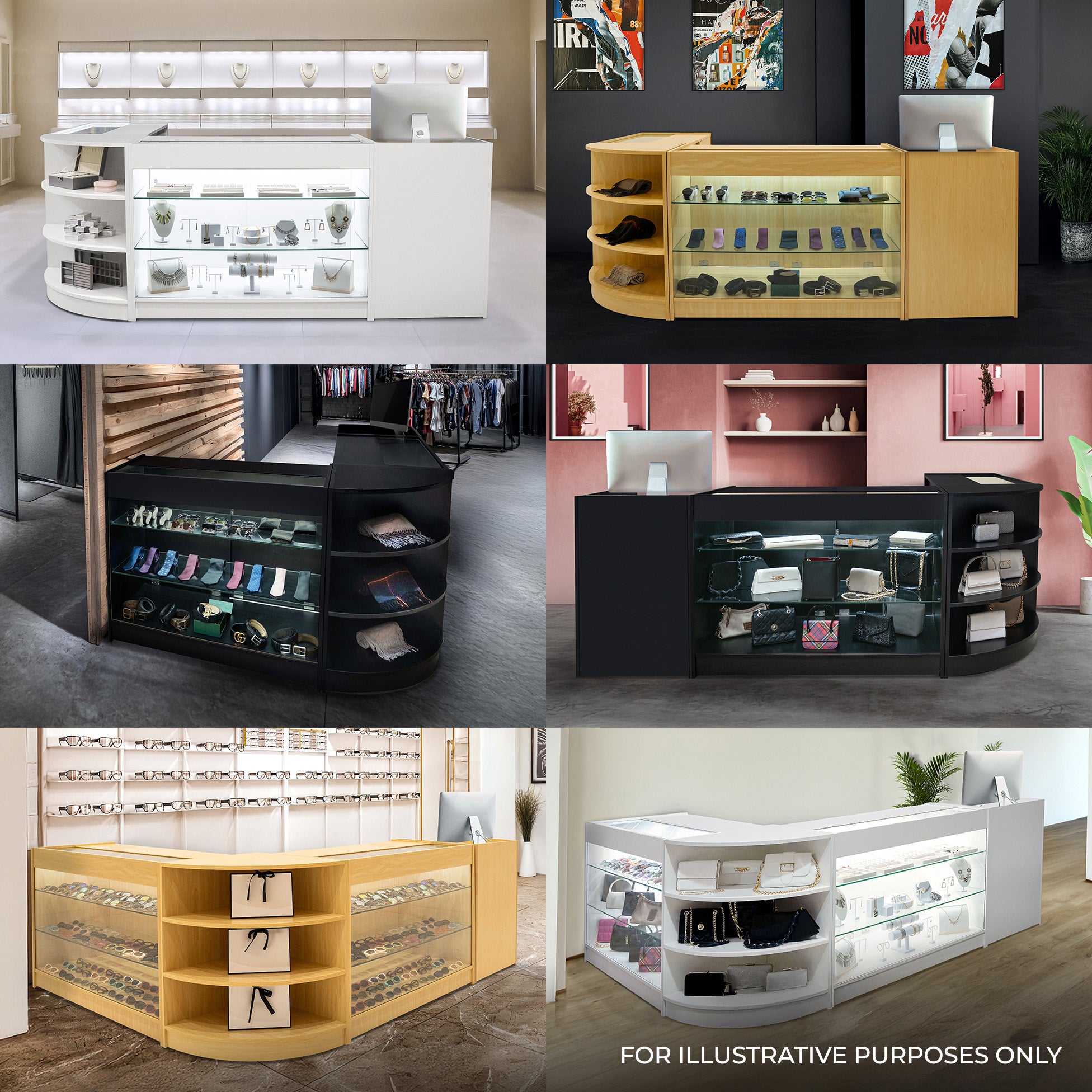 Hyperion LED Shop Counter Set K1500, B1500, TB60 & LM60 - White