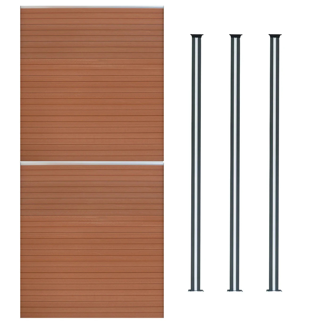 Composite Fence Panels & LED Posts 6ft x 11.5ft - Brown