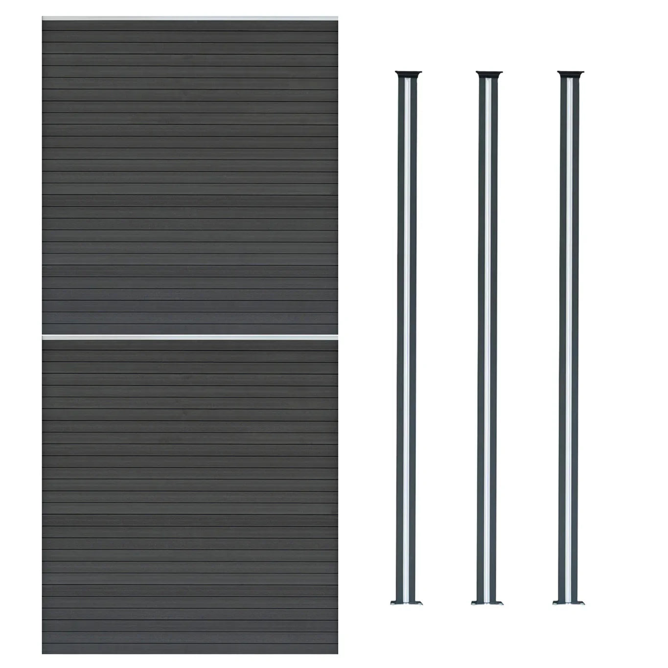 Composite Fence Panels & LED Posts 6ft x 11.5ft - Grey