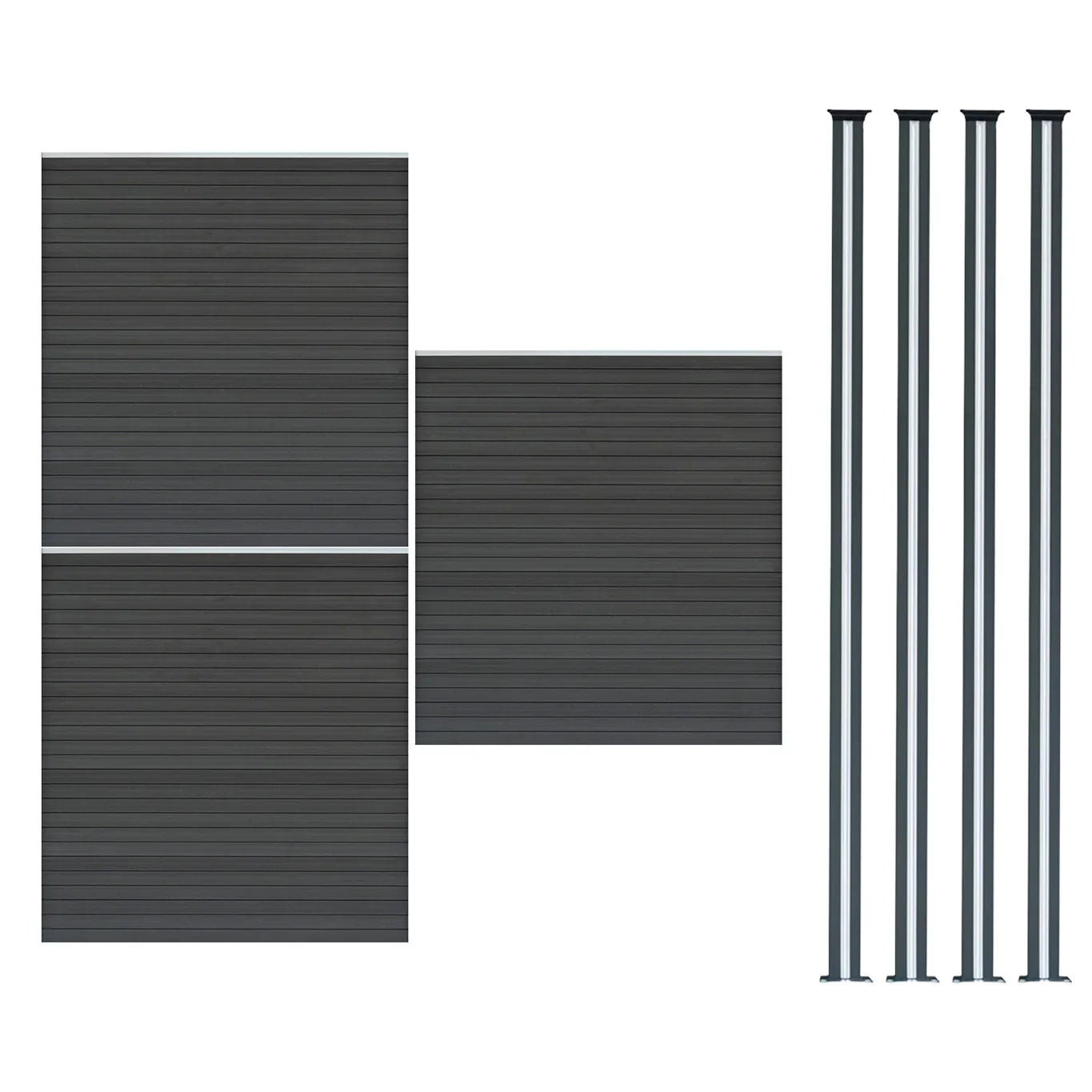 Composite Fence Panels & LED Posts 6ft x 17ft - Grey