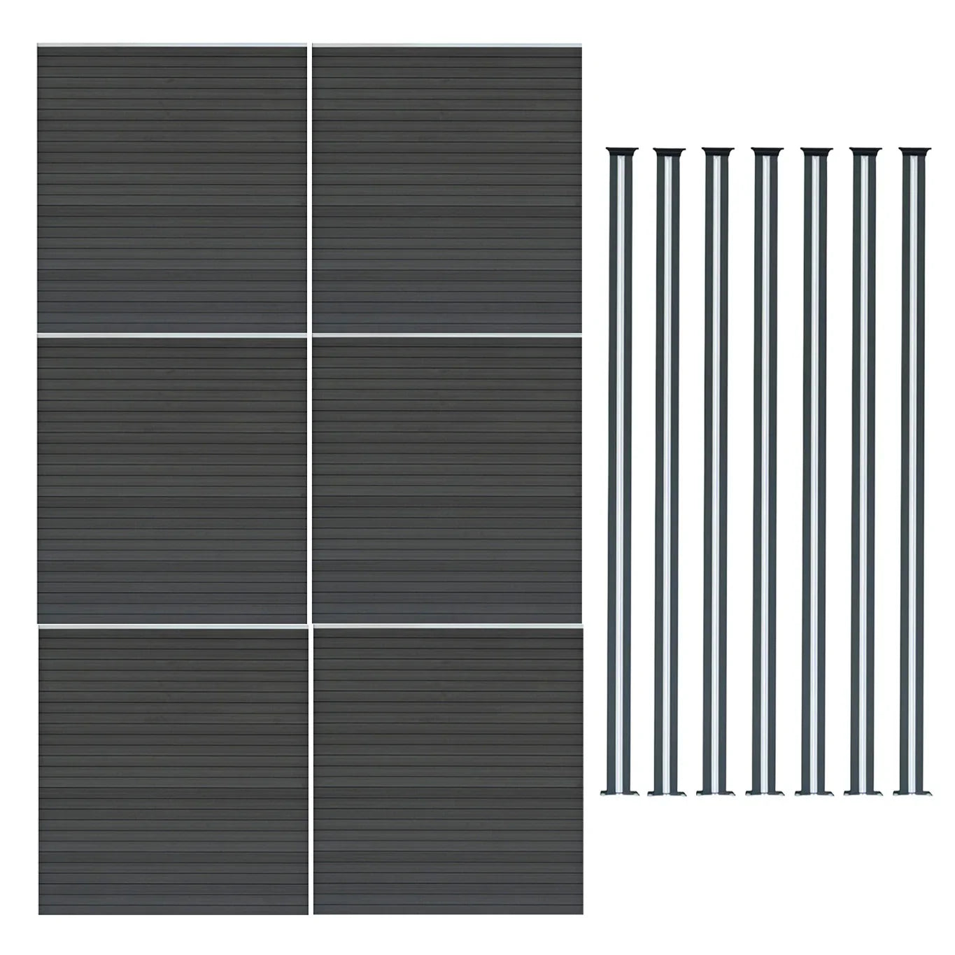 Composite Fence Panels & LED Posts 6ft x 34ft - Grey