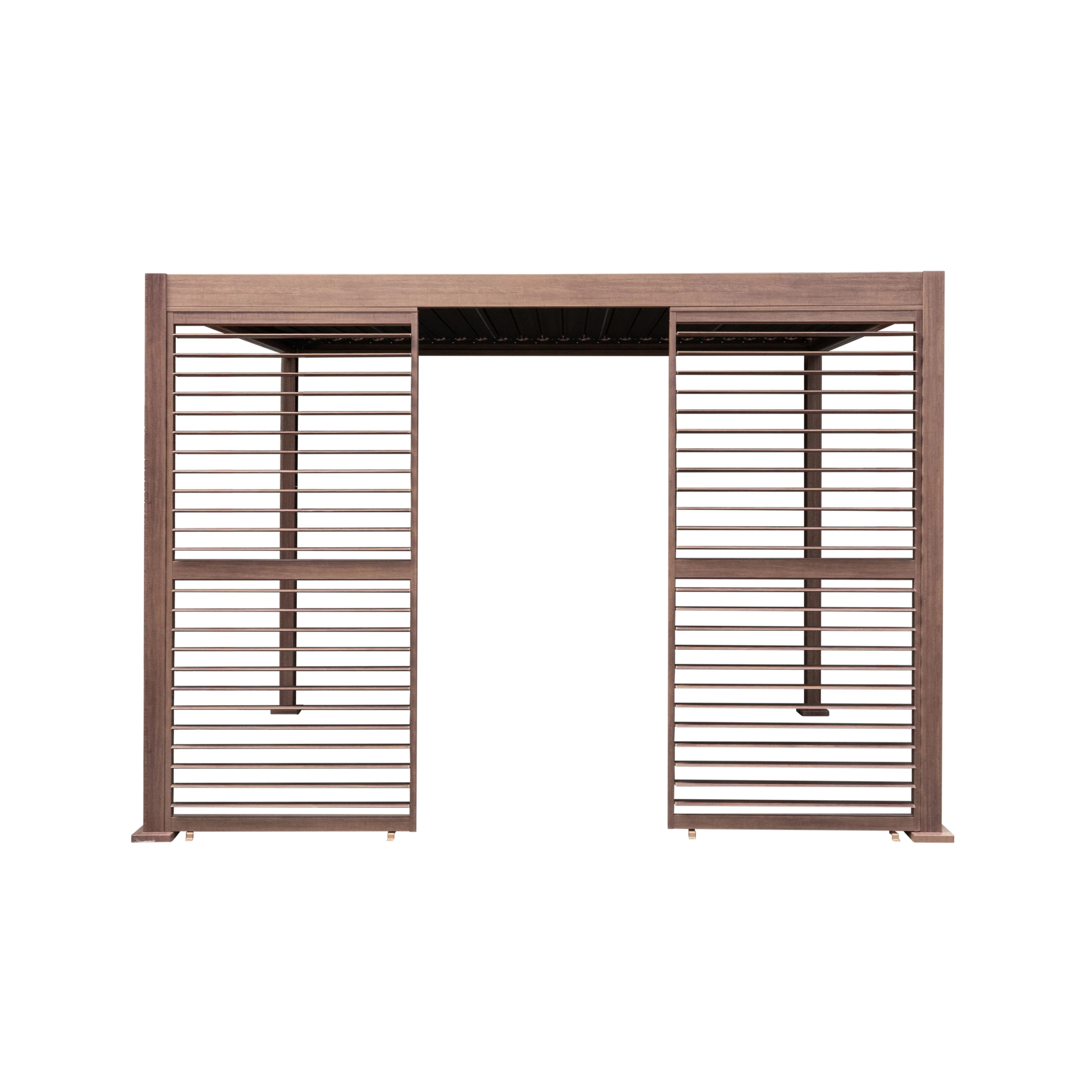Wood Effect Aluminium Pergola 3 x 3m with 2 Louvre Panels