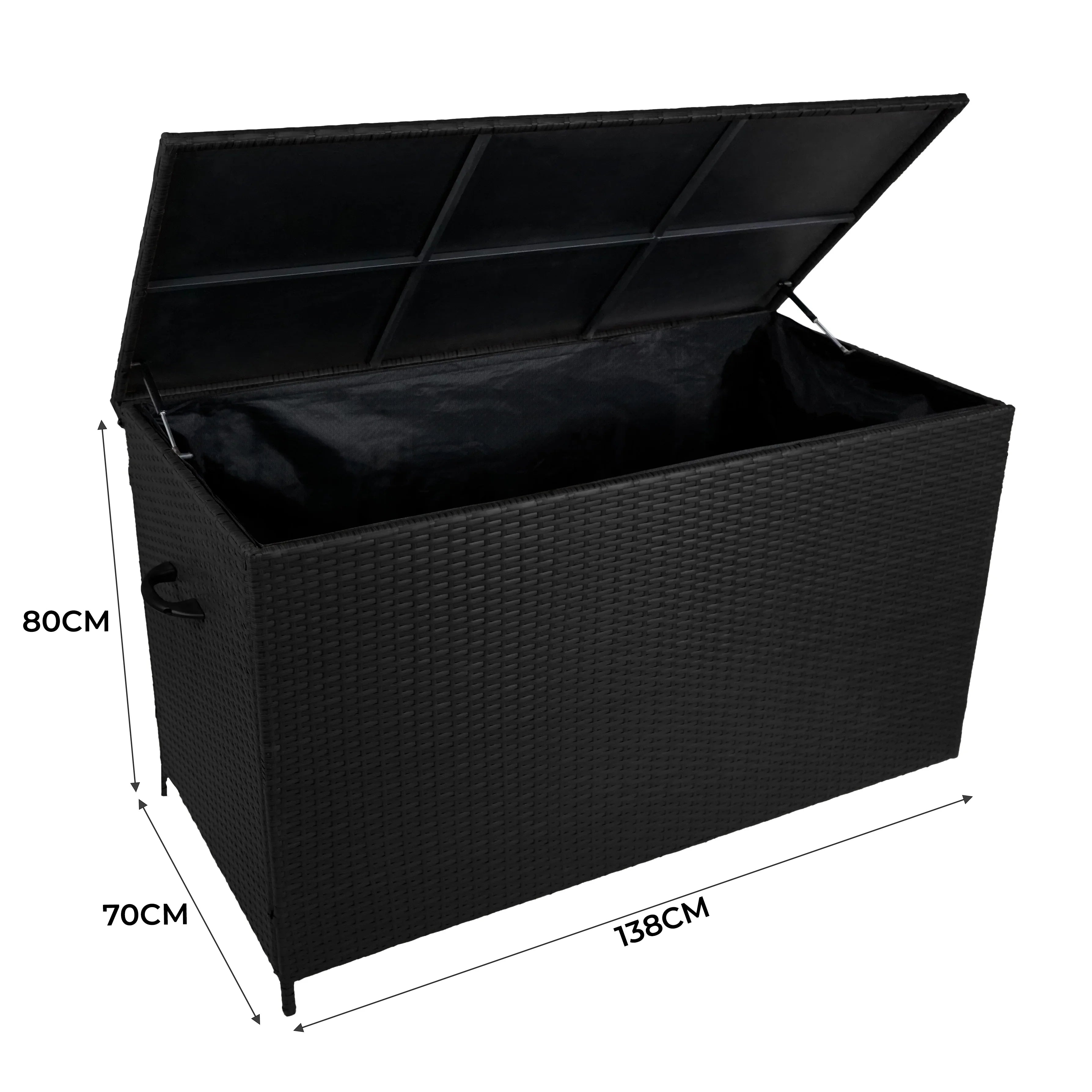 Aluminium Corner Sofa Set With Black Rattan Storage Box - Wood Effect
