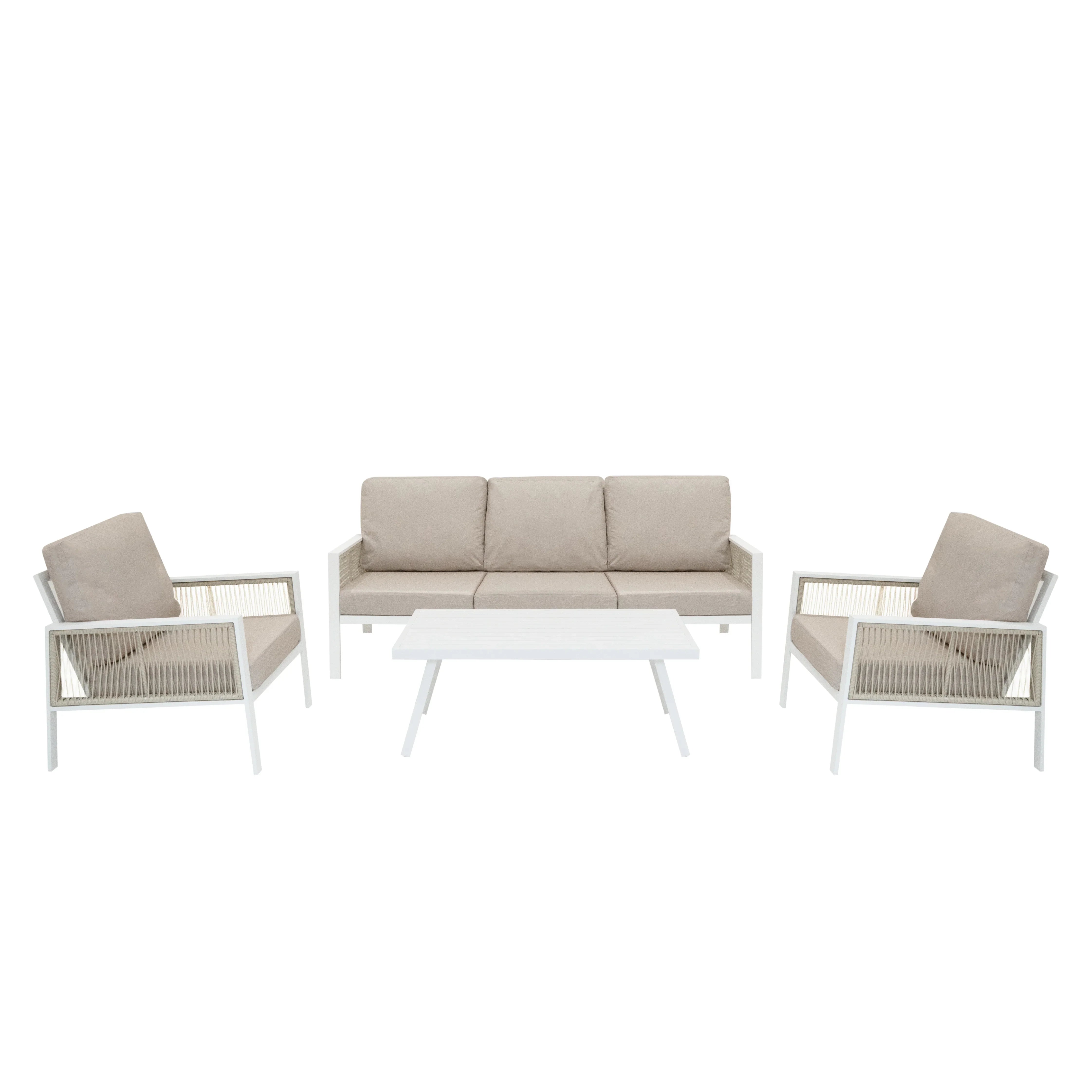 Aluminium 4 Piece Sofa Set - White