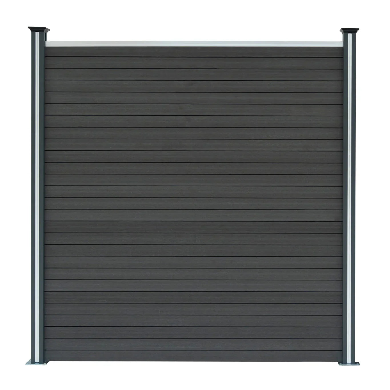 Composite Fence Panels, Angled Piece & LED Posts 6ft x  14.5ft - Grey