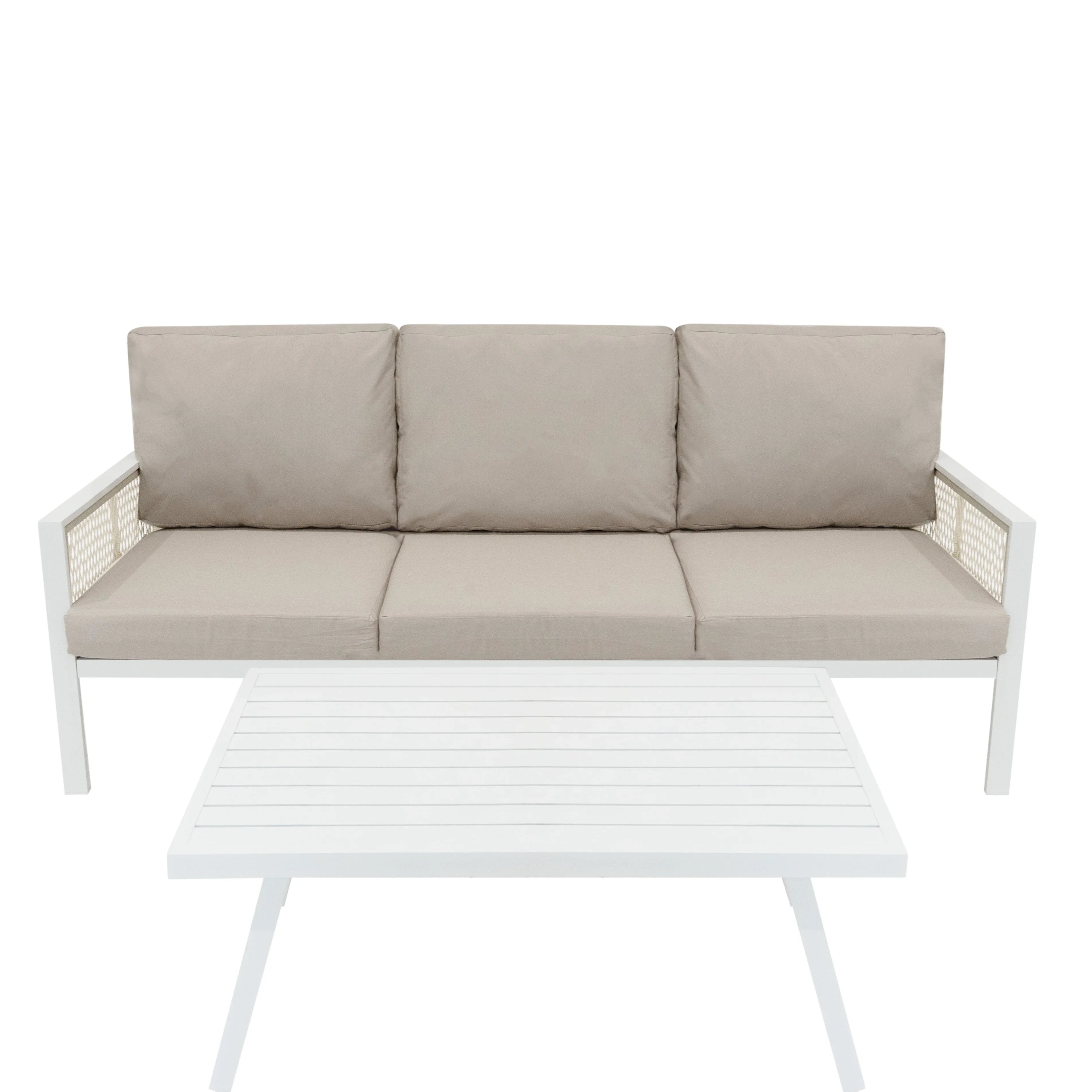 Aluminium 4 Piece Sofa Set - White