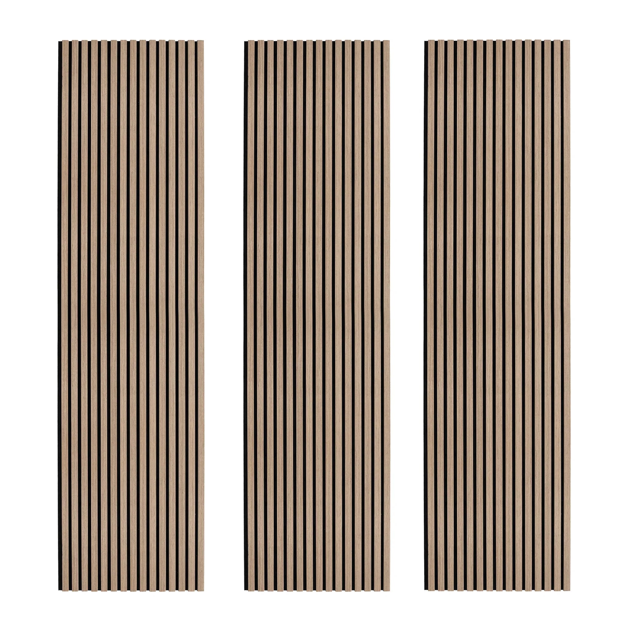 Acoustic Slat Wall Panels x 3 - Light Walnut