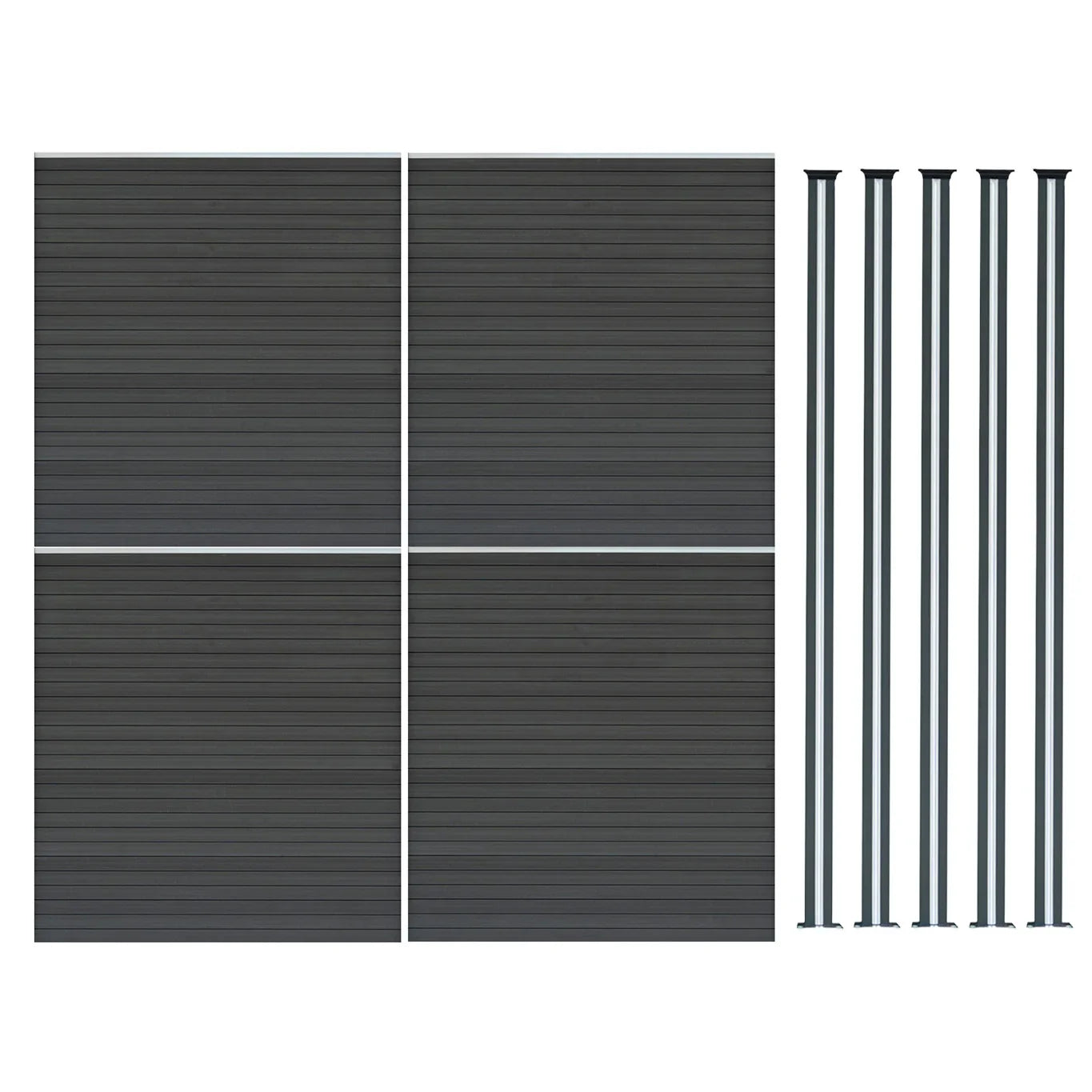 Composite Fence Panels & LED Posts 6ft x 23ft - Grey