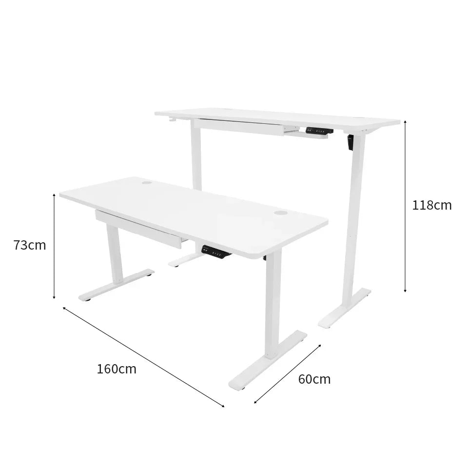Electric Standing Desk With Drawer - 160cm x 60cm