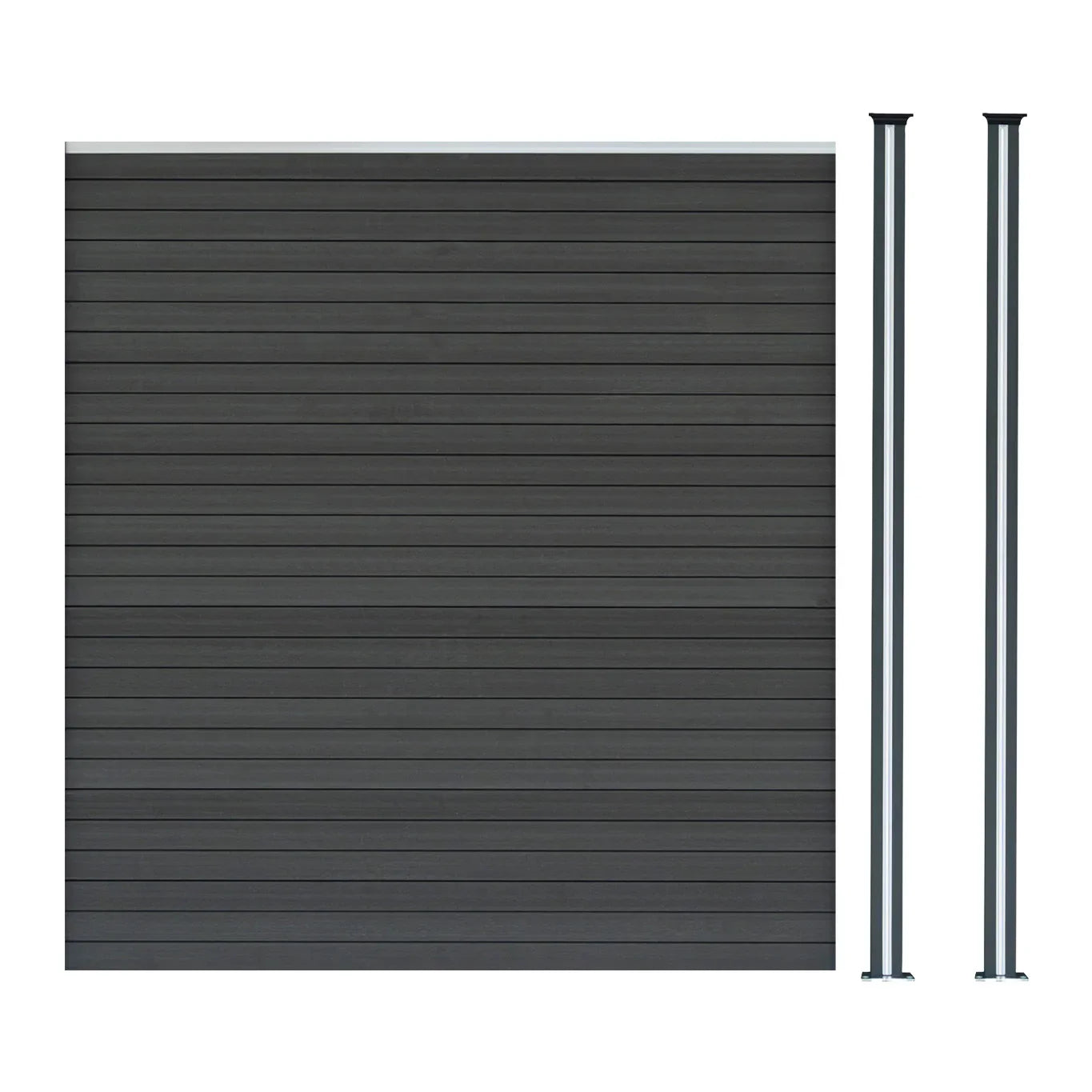 Composite Fence Panel & LED Posts 6ft x 6ft - Grey