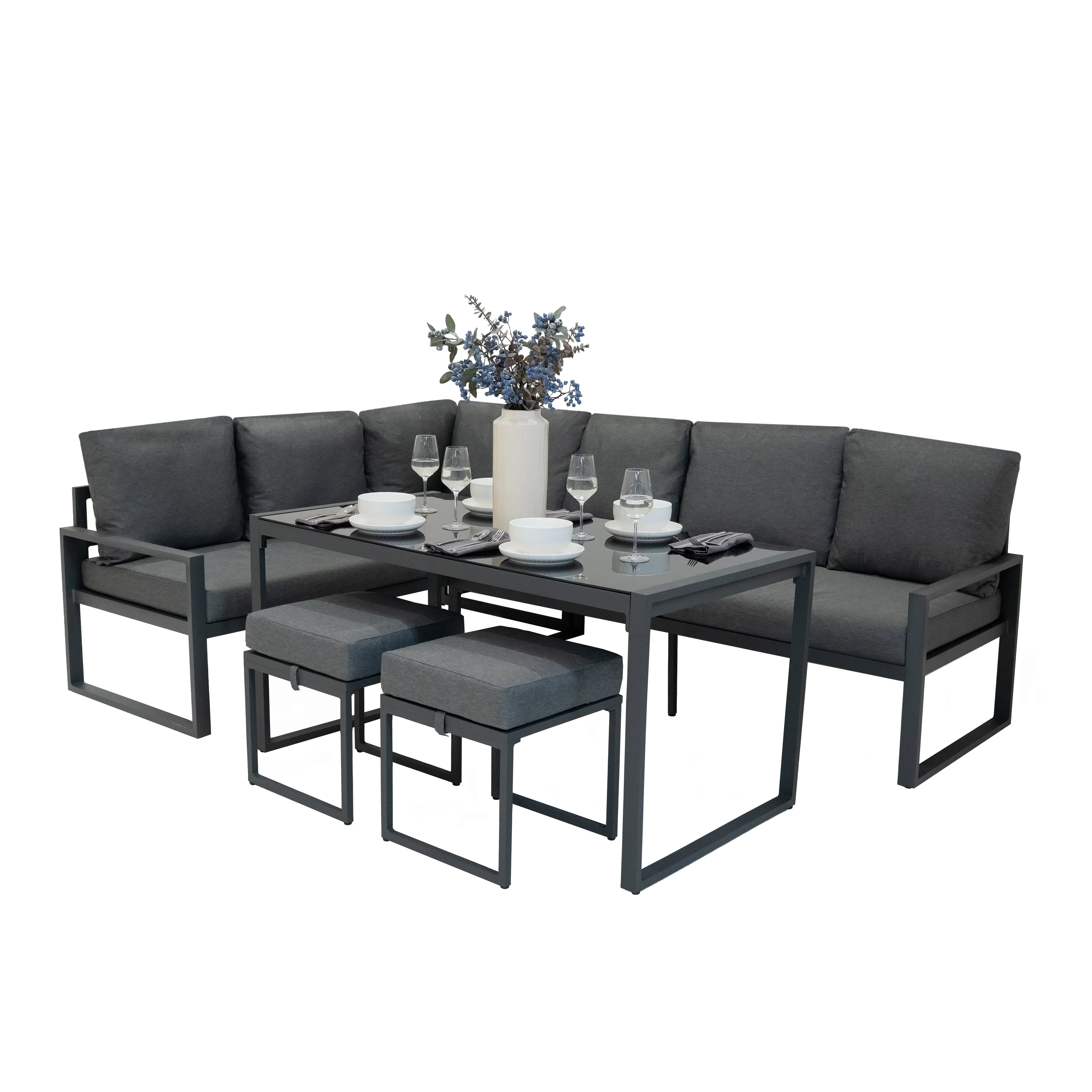 Aluminium Corner Sofa Set - Anthracite Grey