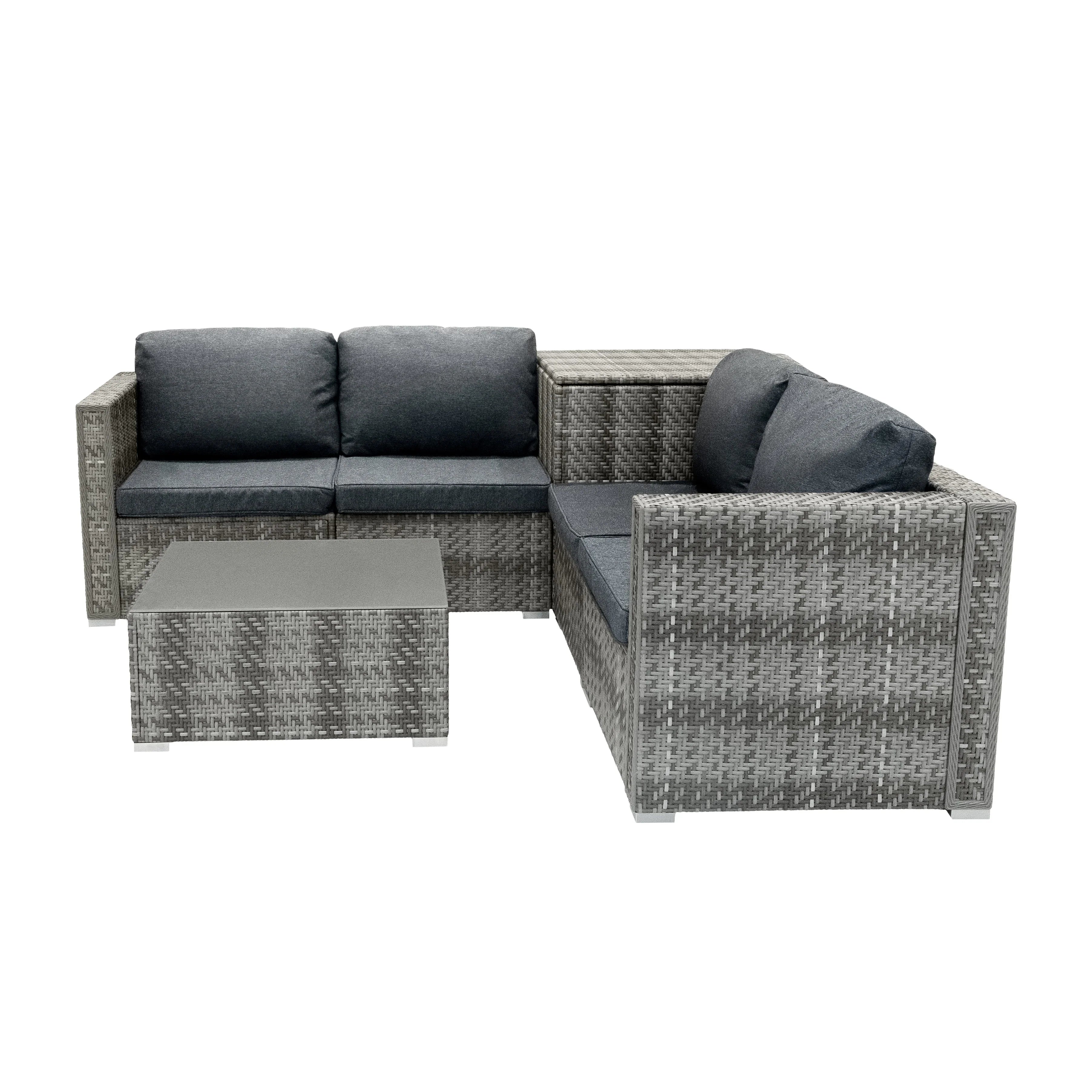 Rattan Modular 6 Piece Furniture Set & 700L Storage Box – Grey