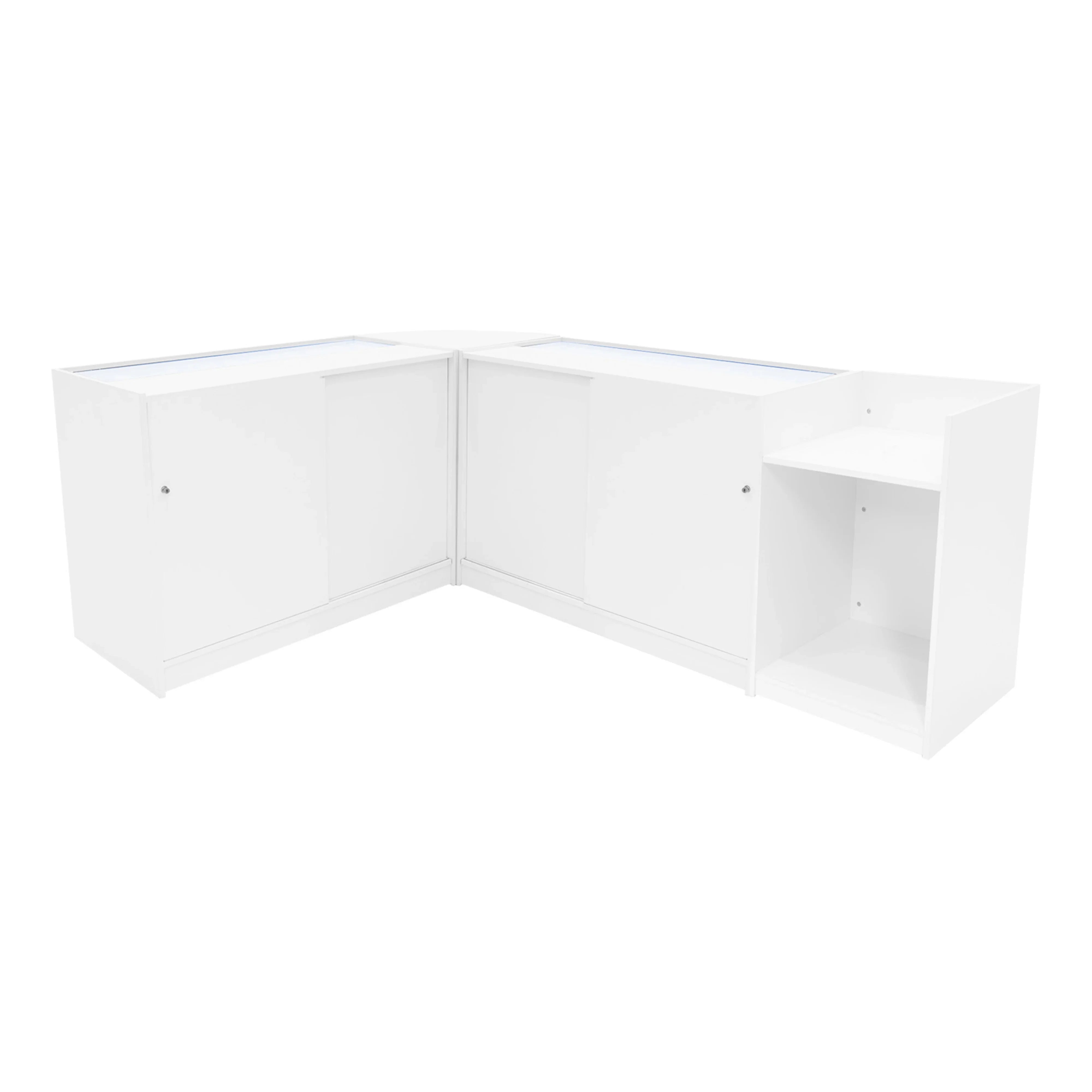 Europa LED Shop Counter Set B1200, C1200, TB60 & LM60 - White