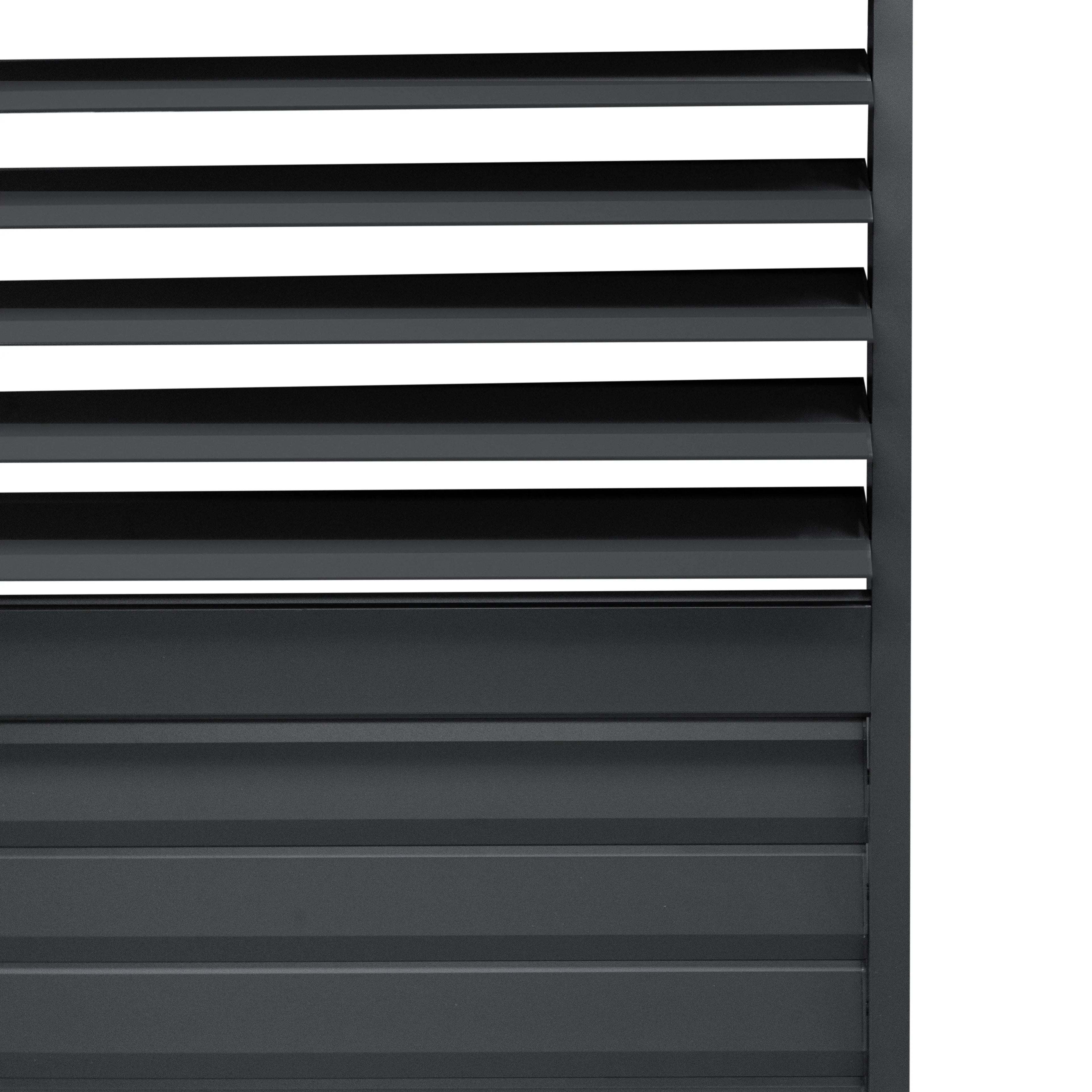 Anthracite Aluminium Pergola With LED Lights & 2 x Shutter Panels - 3m x 3m
