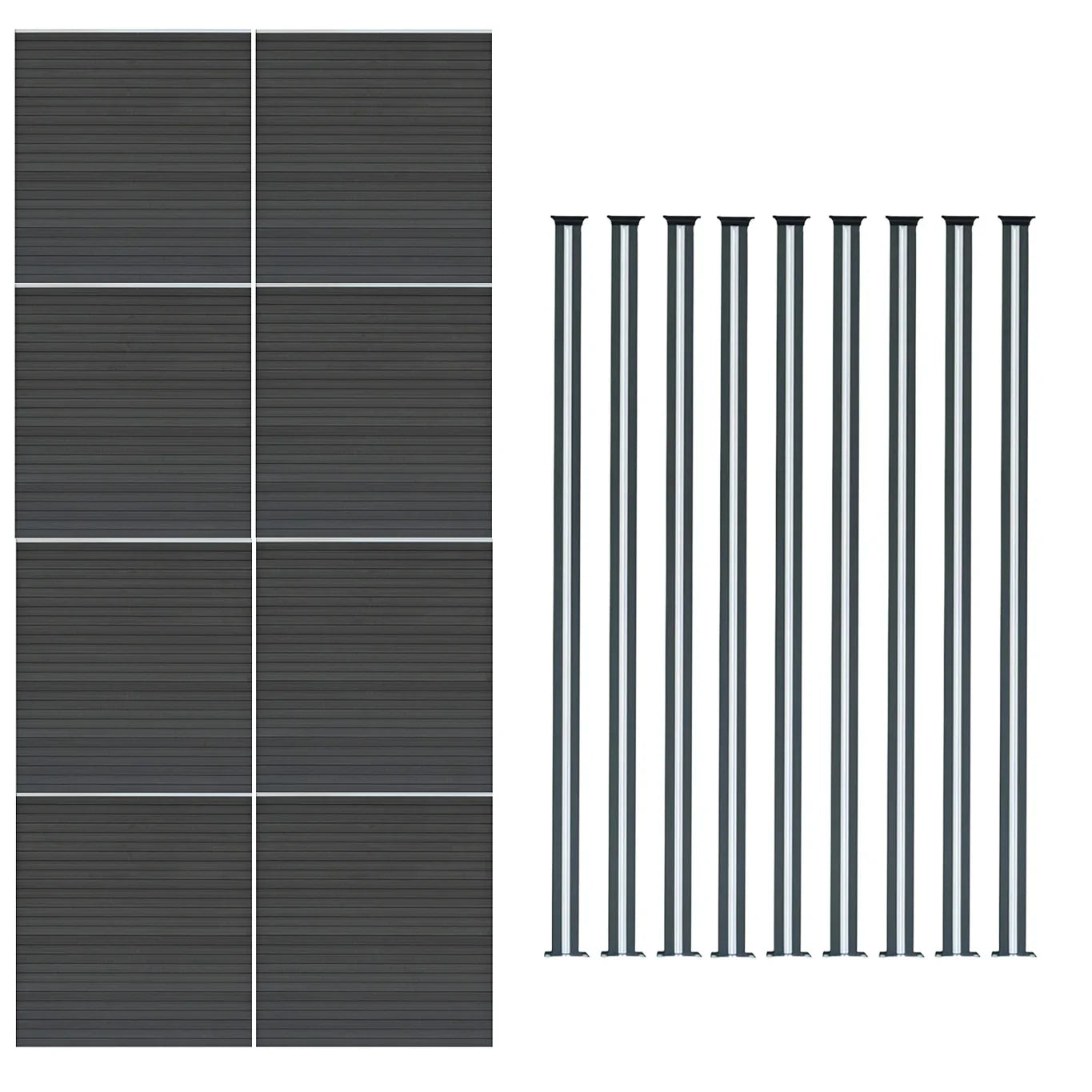Composite Fence Panels & LED Posts 6ft x 46ft - Grey