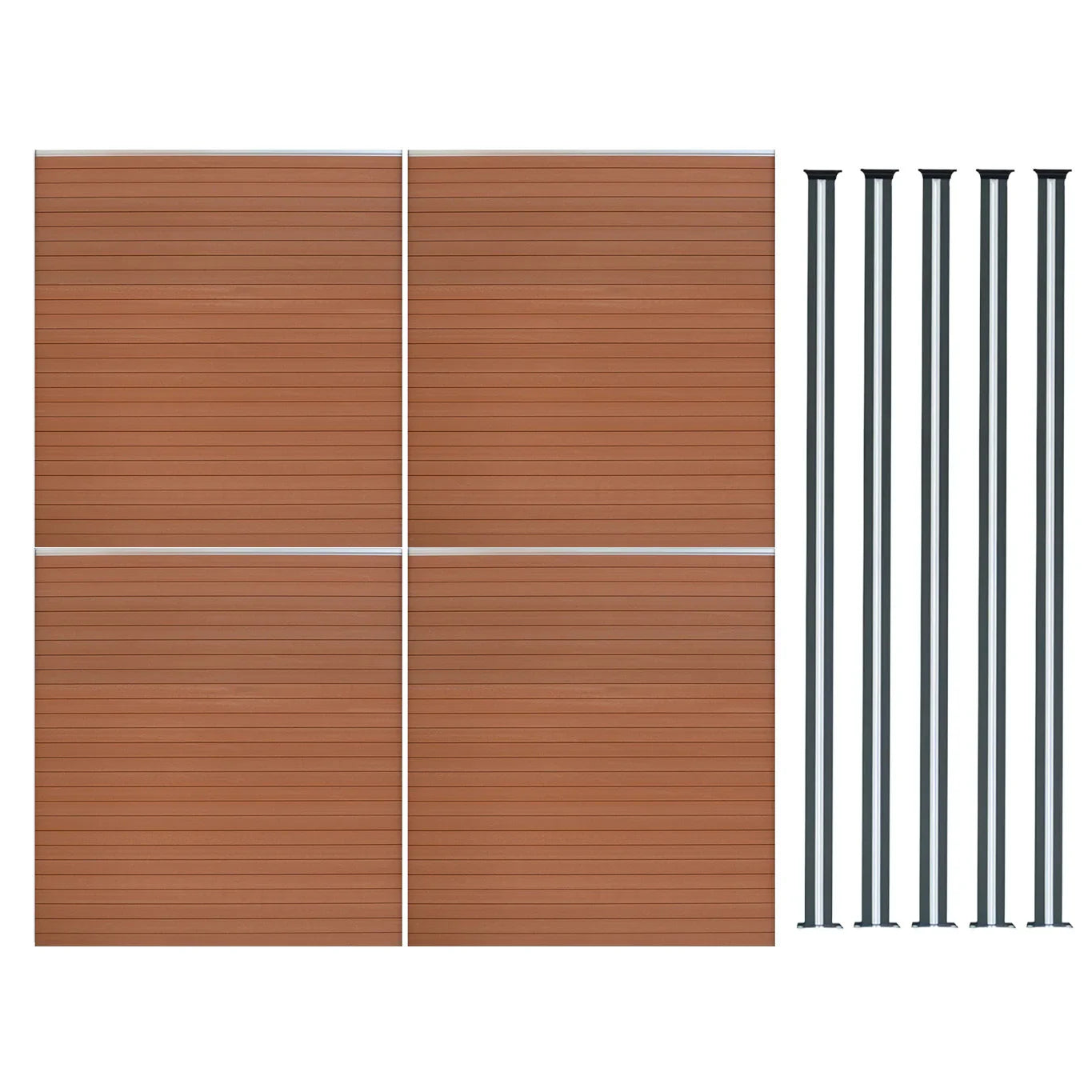 Composite Fence Panels & LED Posts 6ft x 23ft - Brown