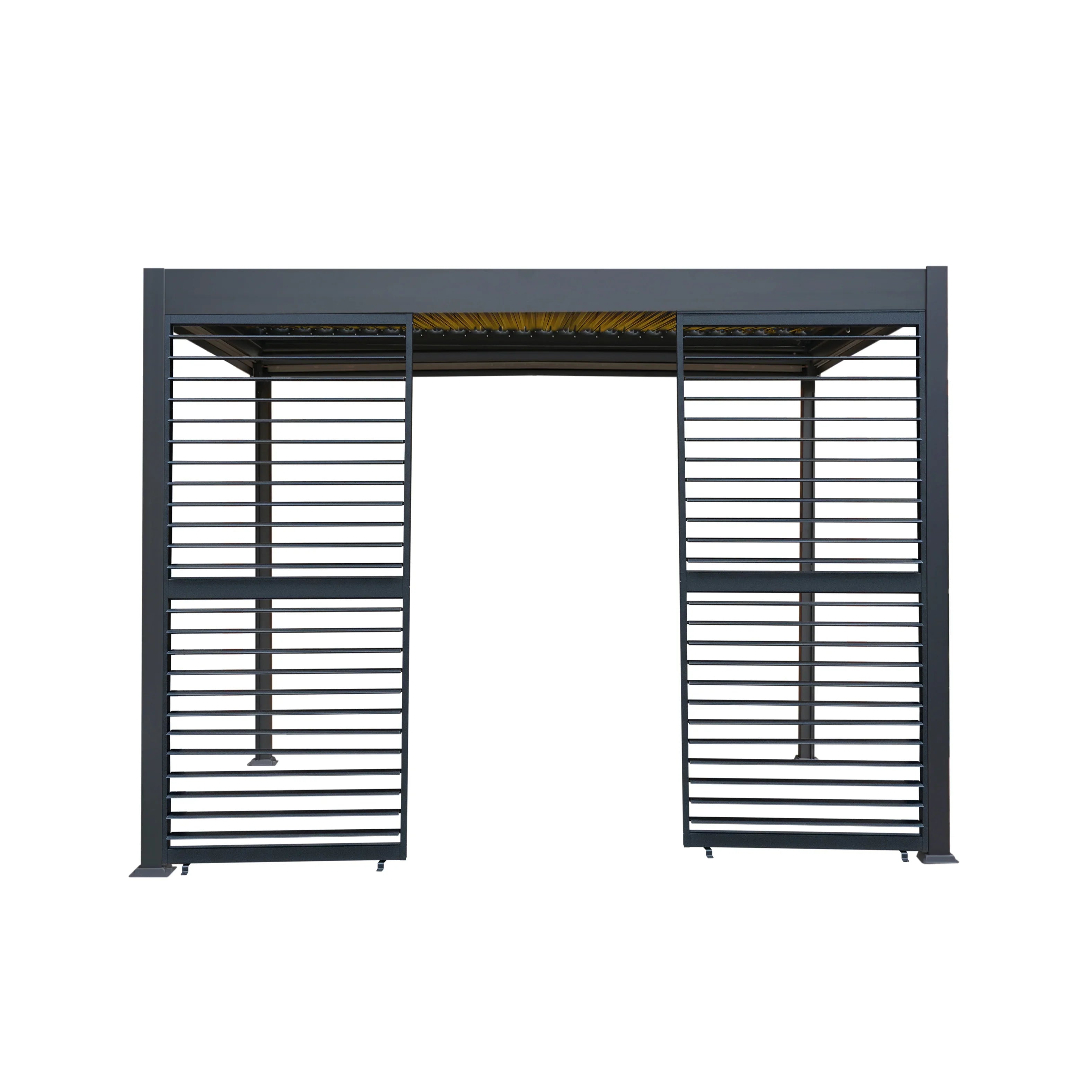 Aluminium Pergola With Anthracite Blinds, 2 x Side Panels & LED Lights - 3m x 3m