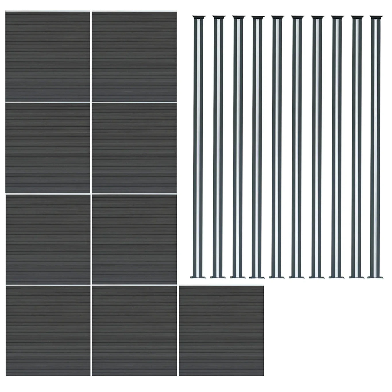 Composite Fence Panels & LED Posts 6ft x 51ft - Grey