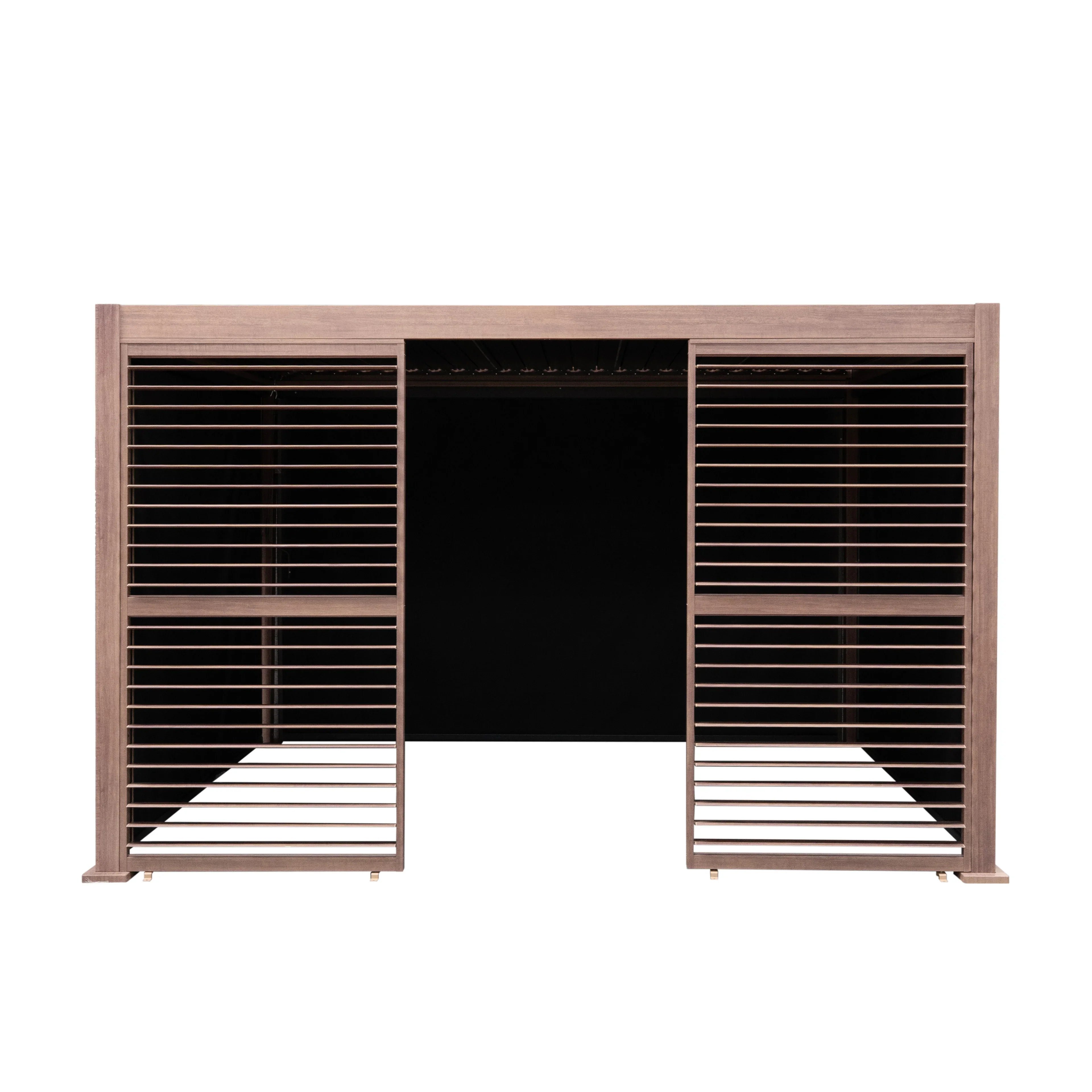 Wood Effect Aluminium Pergola With Blinds & 2 Louvre Panels - 4m x 3m