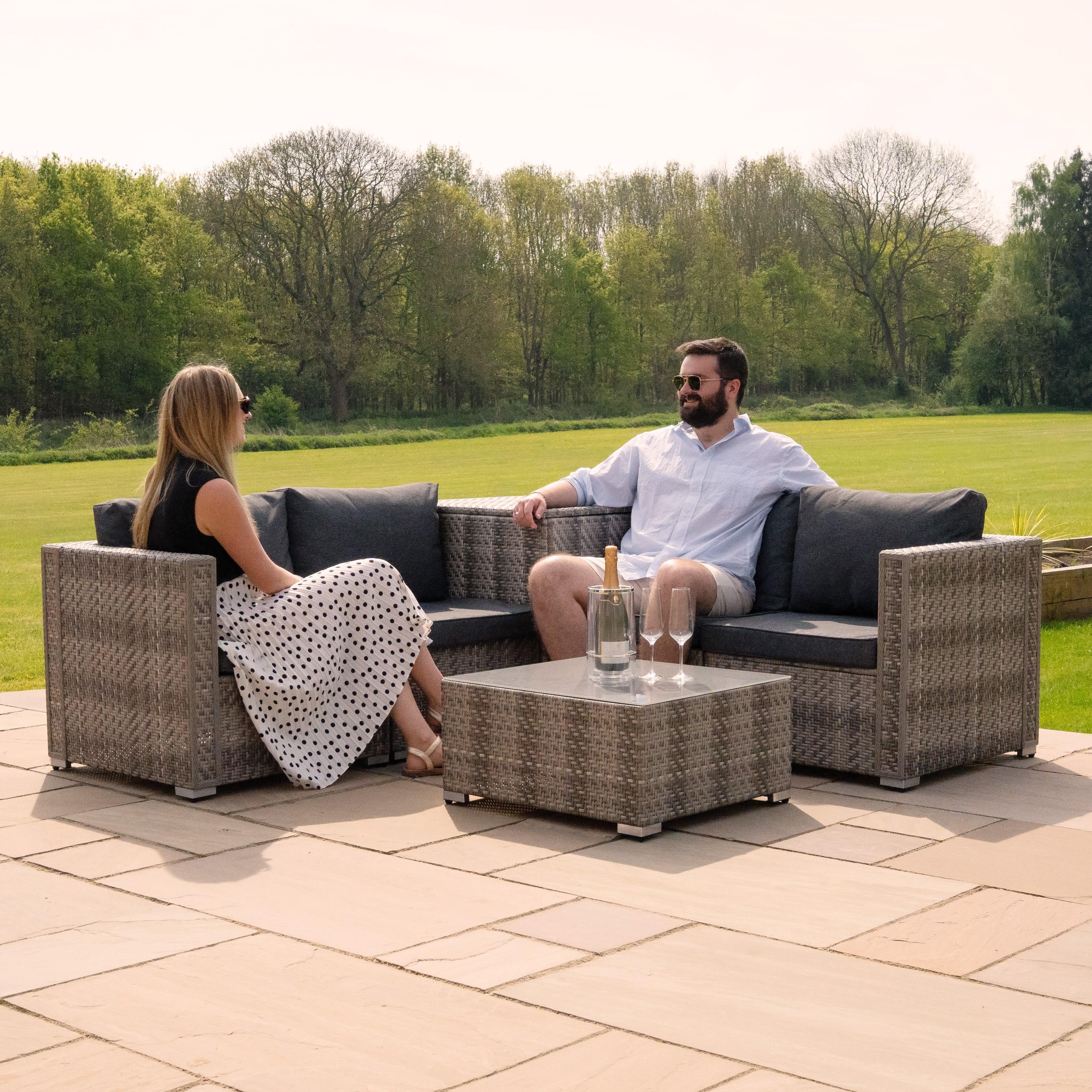 Rattan Modular 6 Piece Furniture Set & 996L Storage Box – Grey