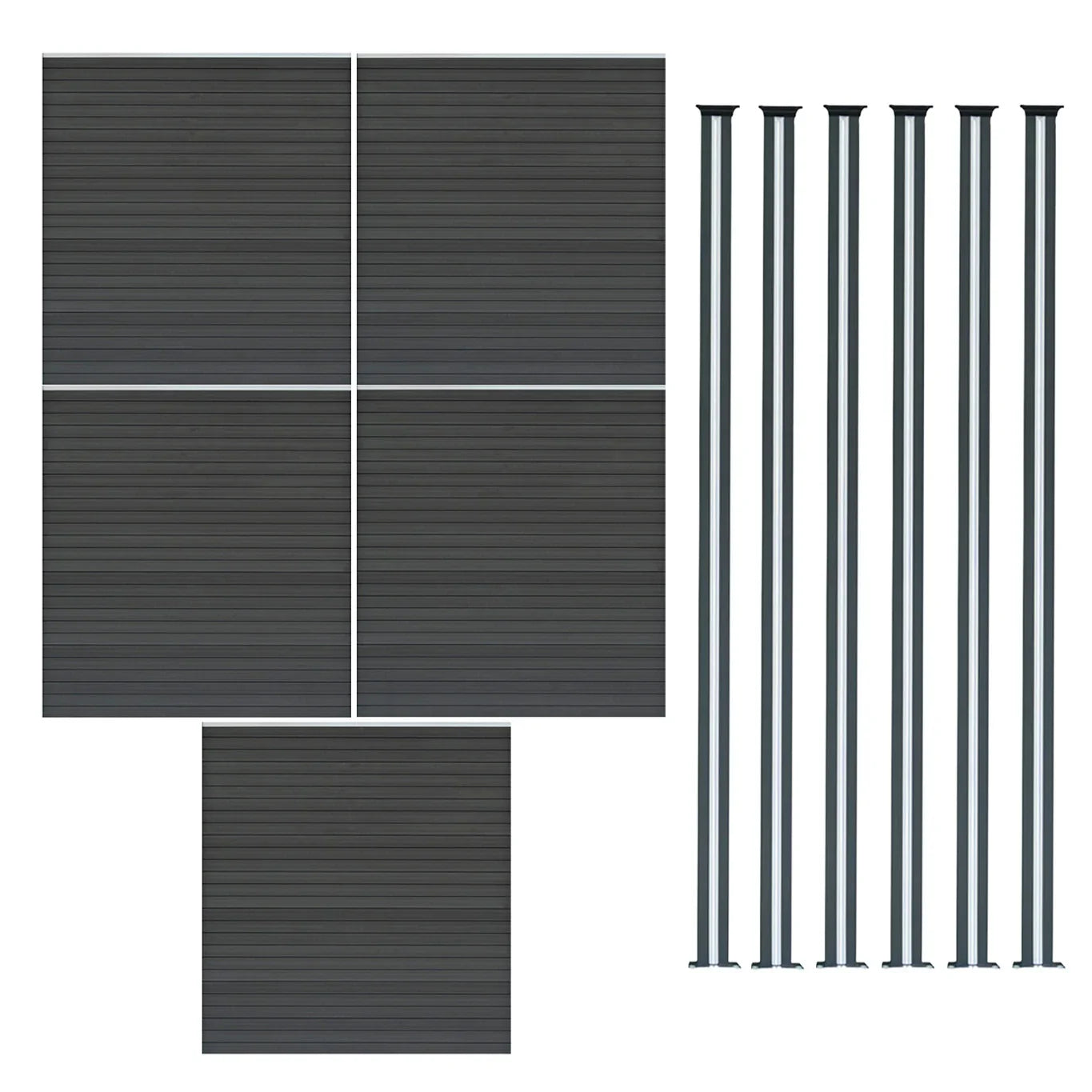 Composite Fence Panels & LED Posts 6ft x 29ft - Grey
