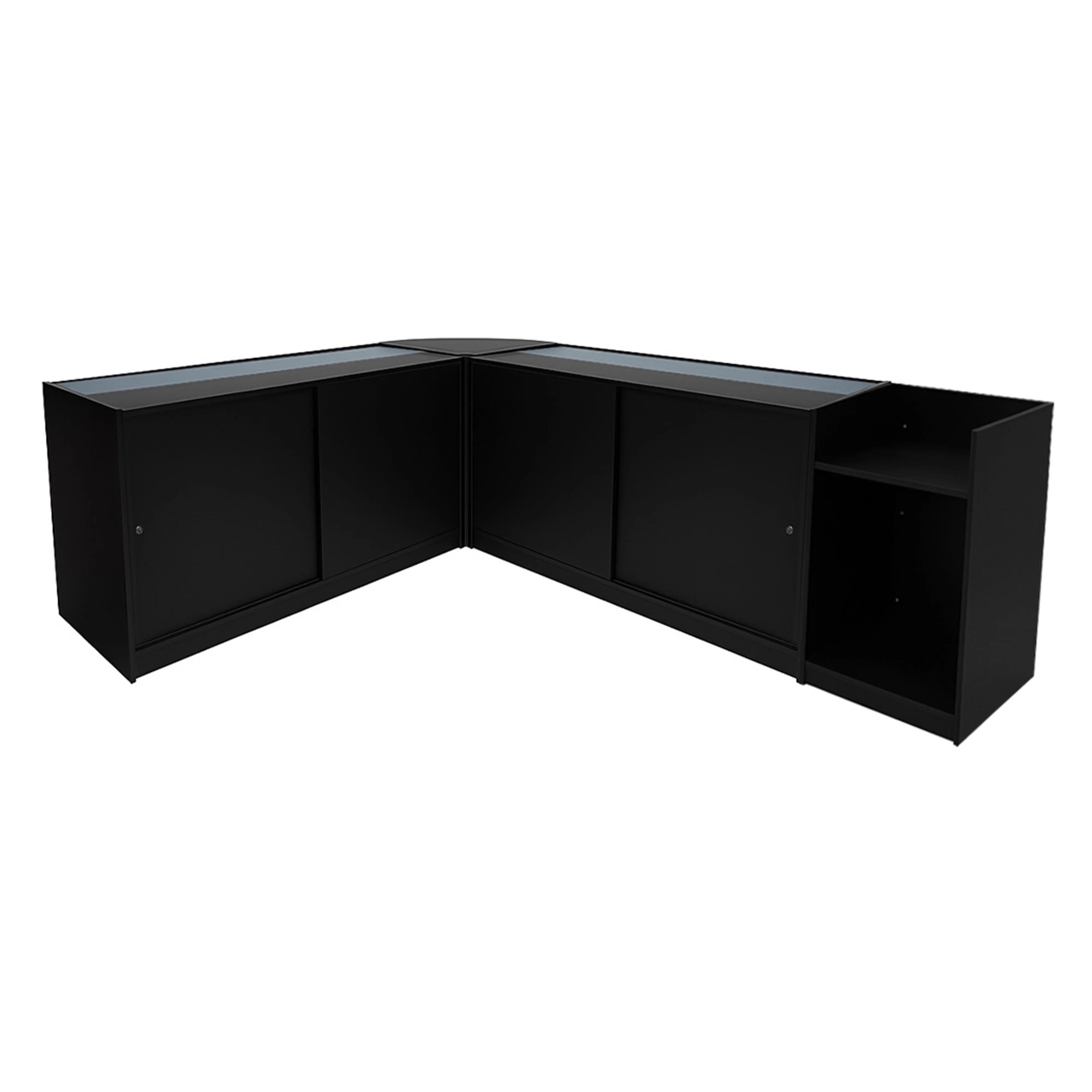 Europa LED Shop Counter Set B1500, C1500, TB60 & LM60 - Black