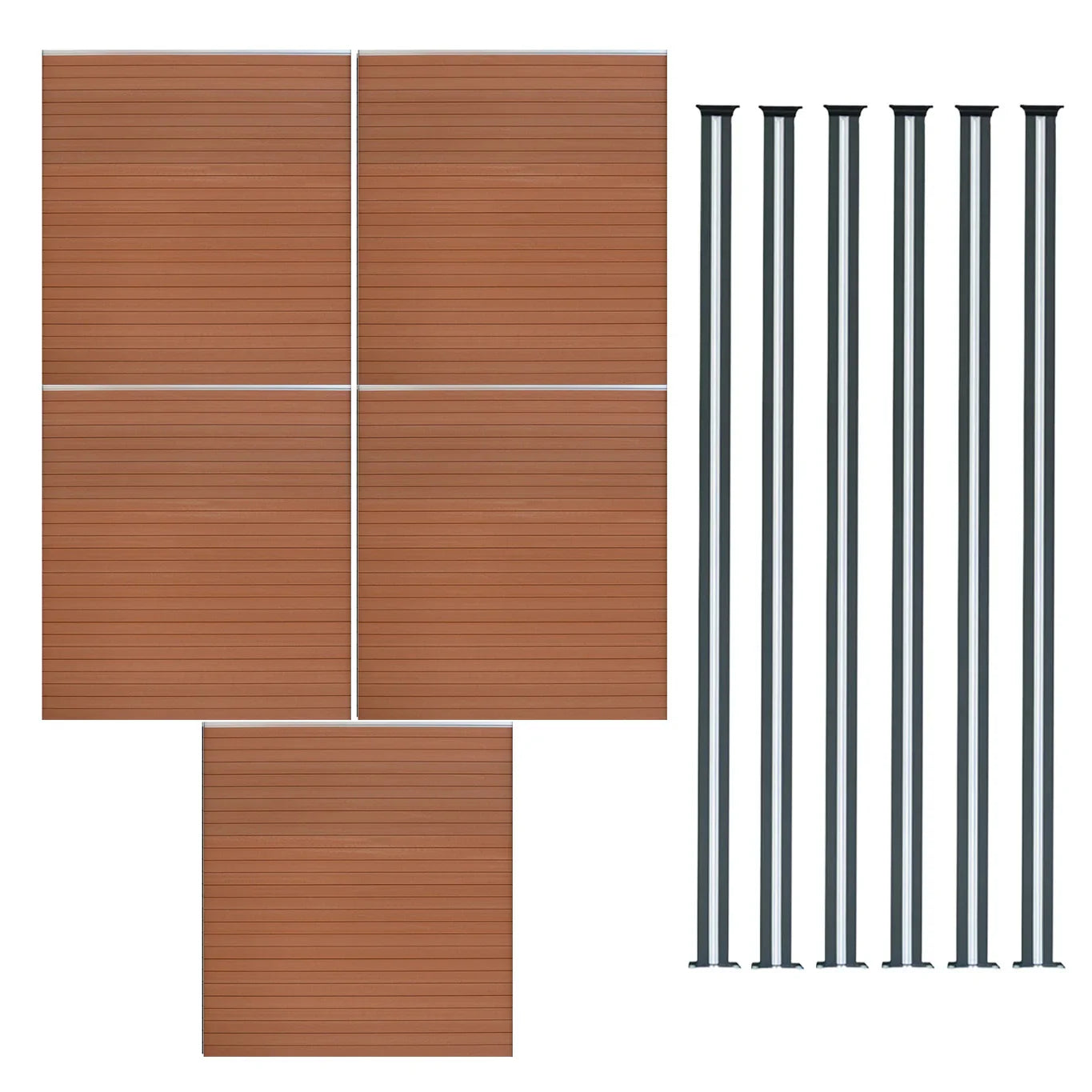 Composite Fence Panels & LED Posts 6ft x 29ft - Brown
