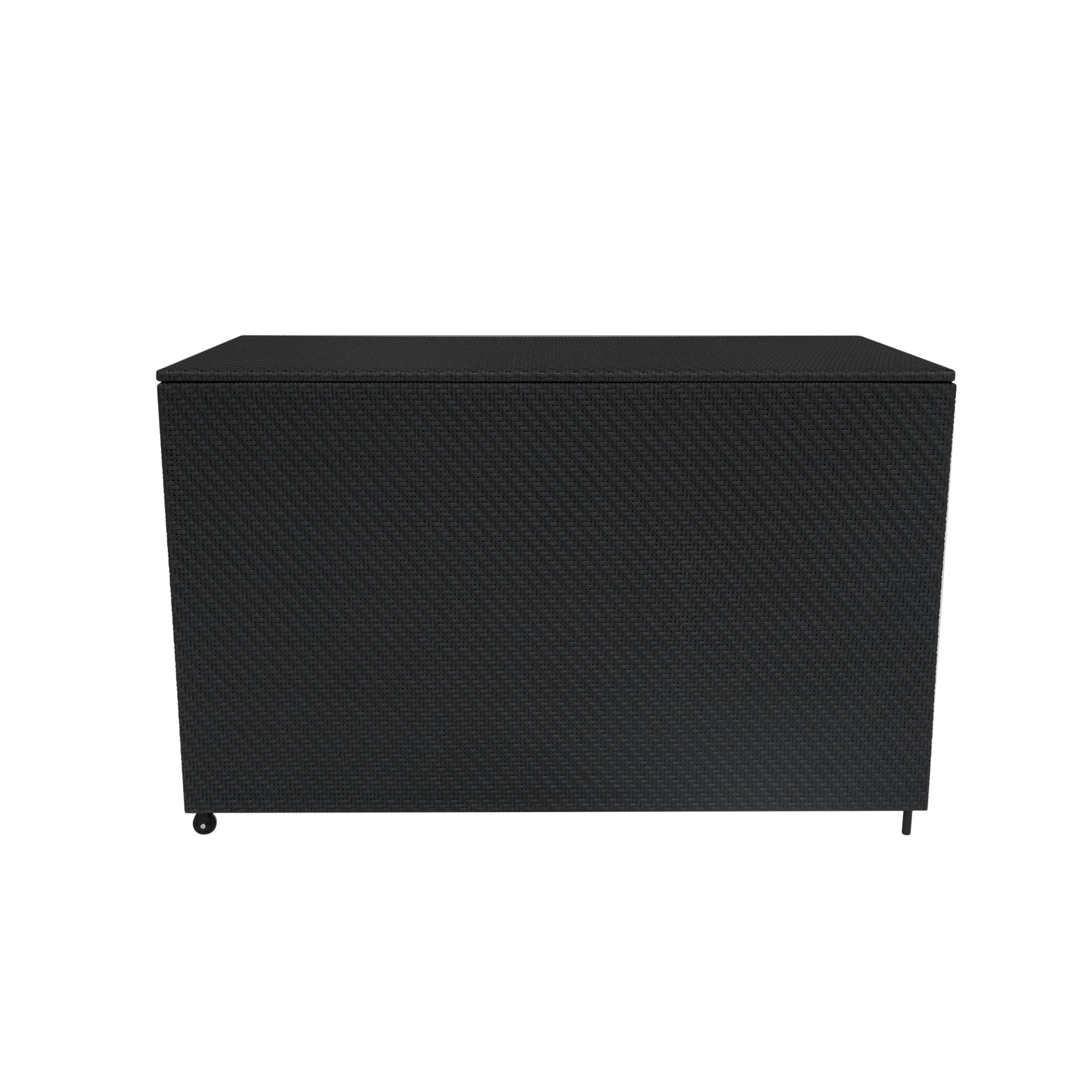 Rattan Modular 7 Piece Furniture Set & 996L Storage Box - Black