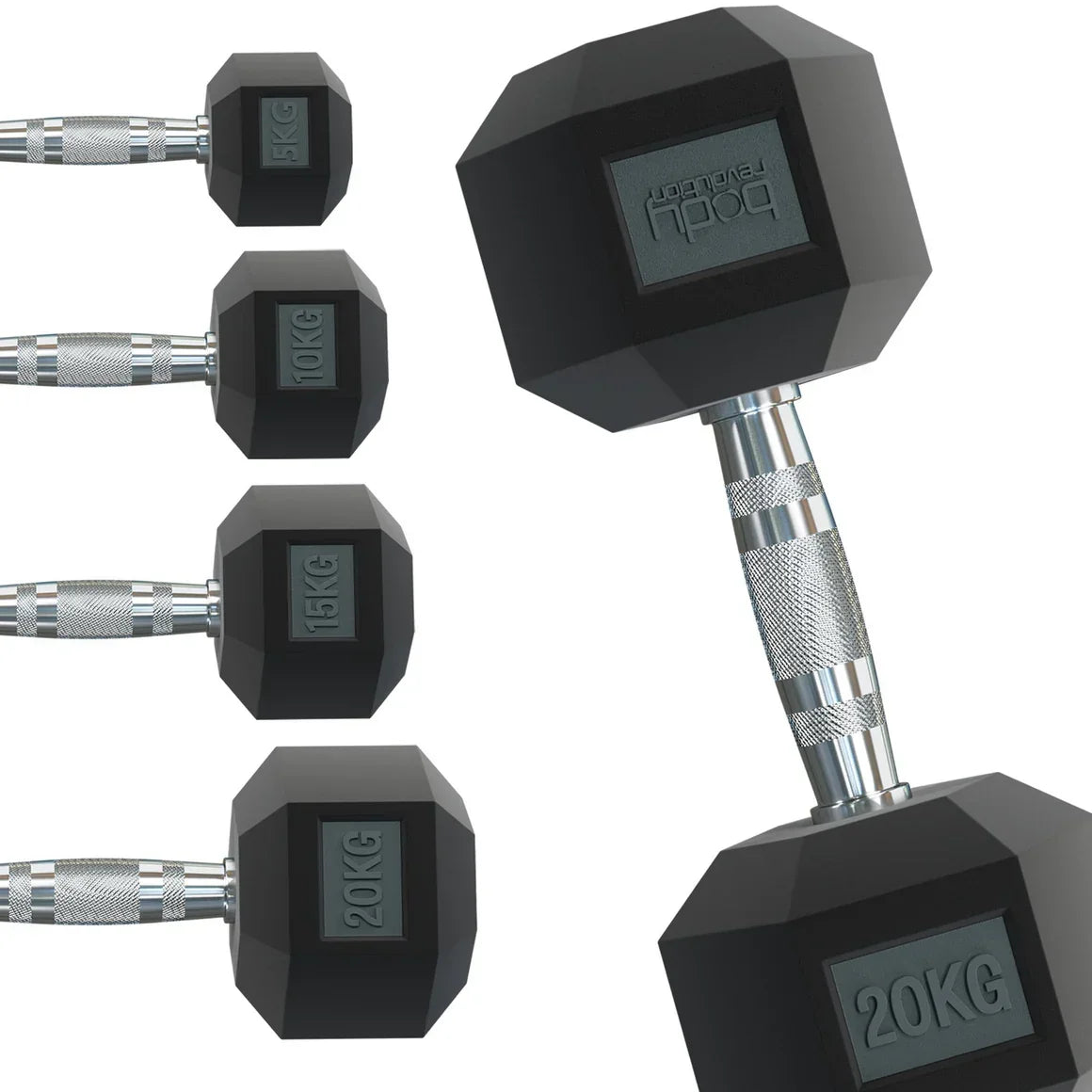 Body Revolution 2 x 40kg Hex Dumbbells