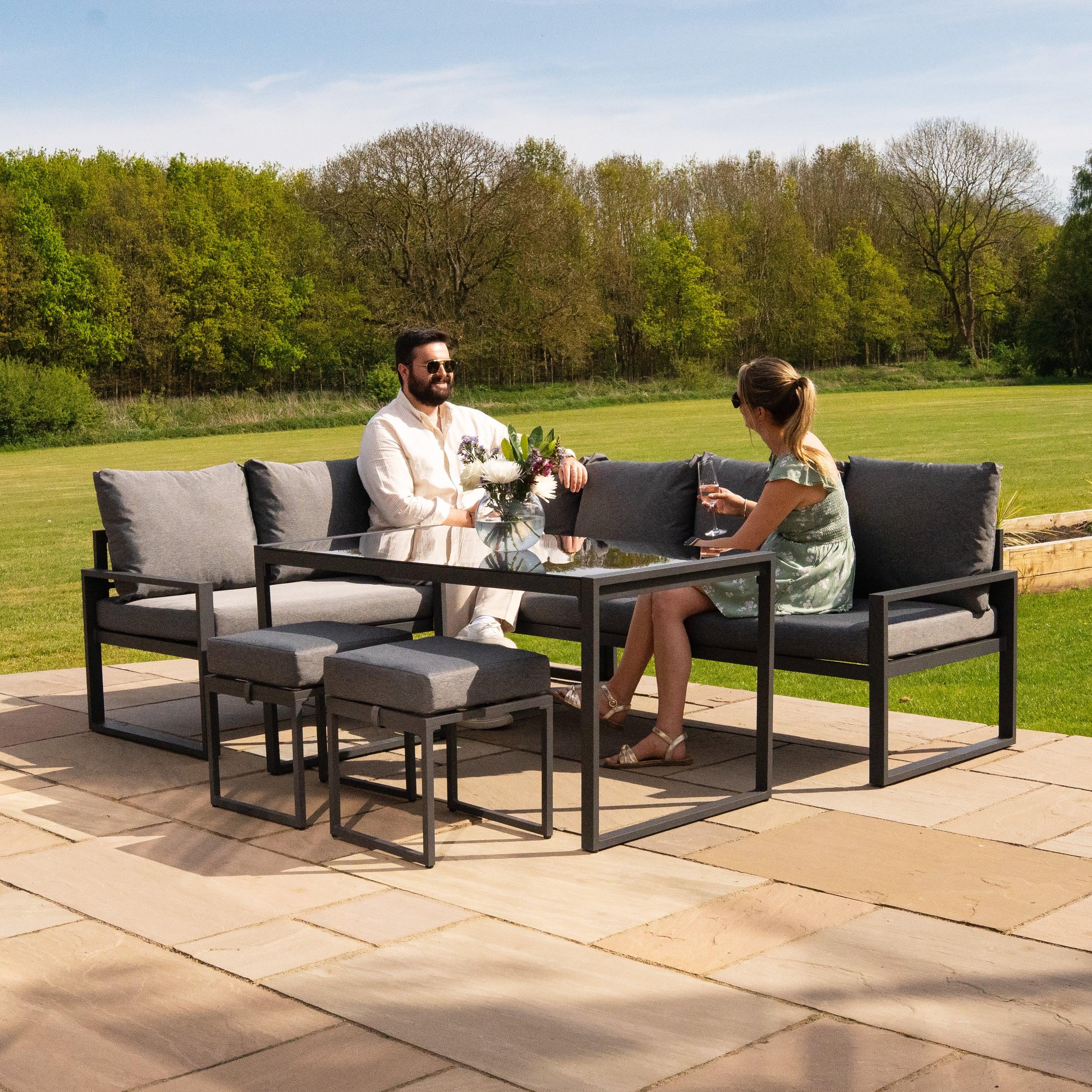 Table Top Pizza Oven & Aluminium Corner Sofa Set - Anthracite Grey