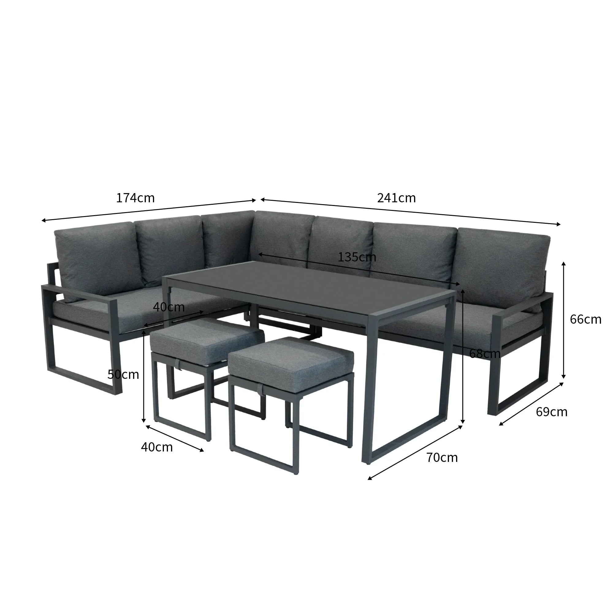 Table Top Pizza Oven & Aluminium Corner Sofa Set - Anthracite Grey