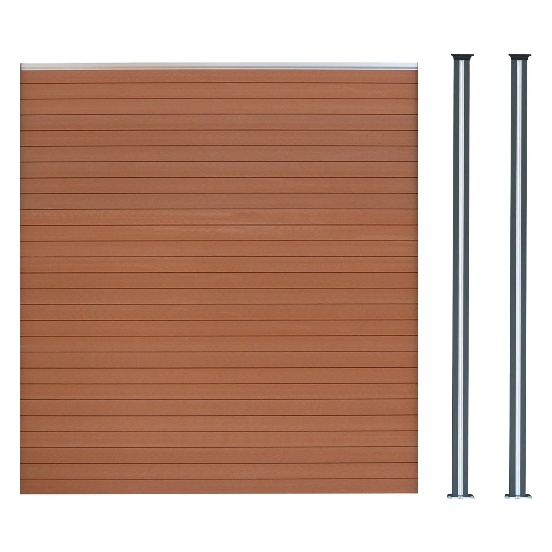 Composite Fence Panel & LED Posts 6ft x 6ft - Brown