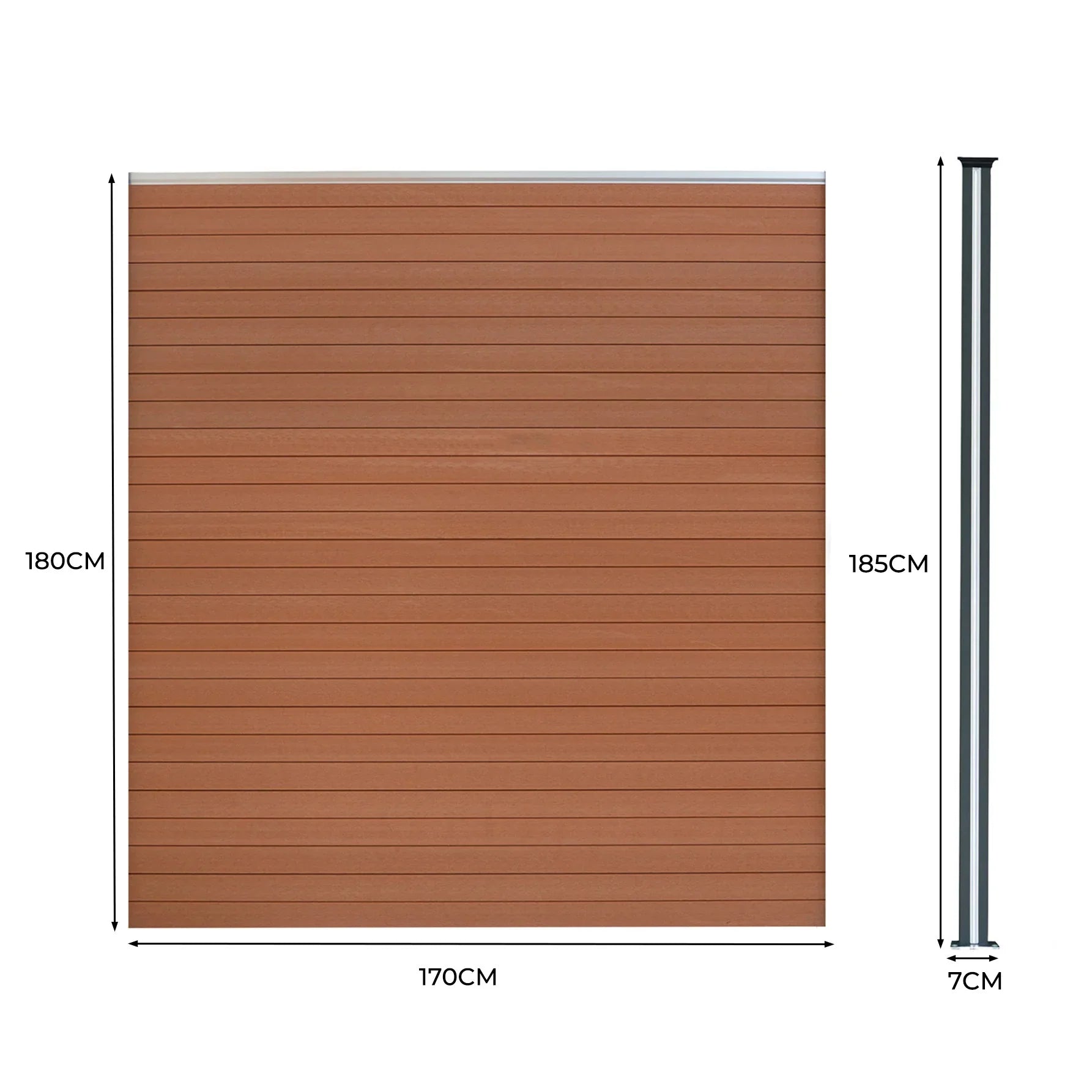 Composite Fence Panel & LED Posts 6ft x 6ft - Brown